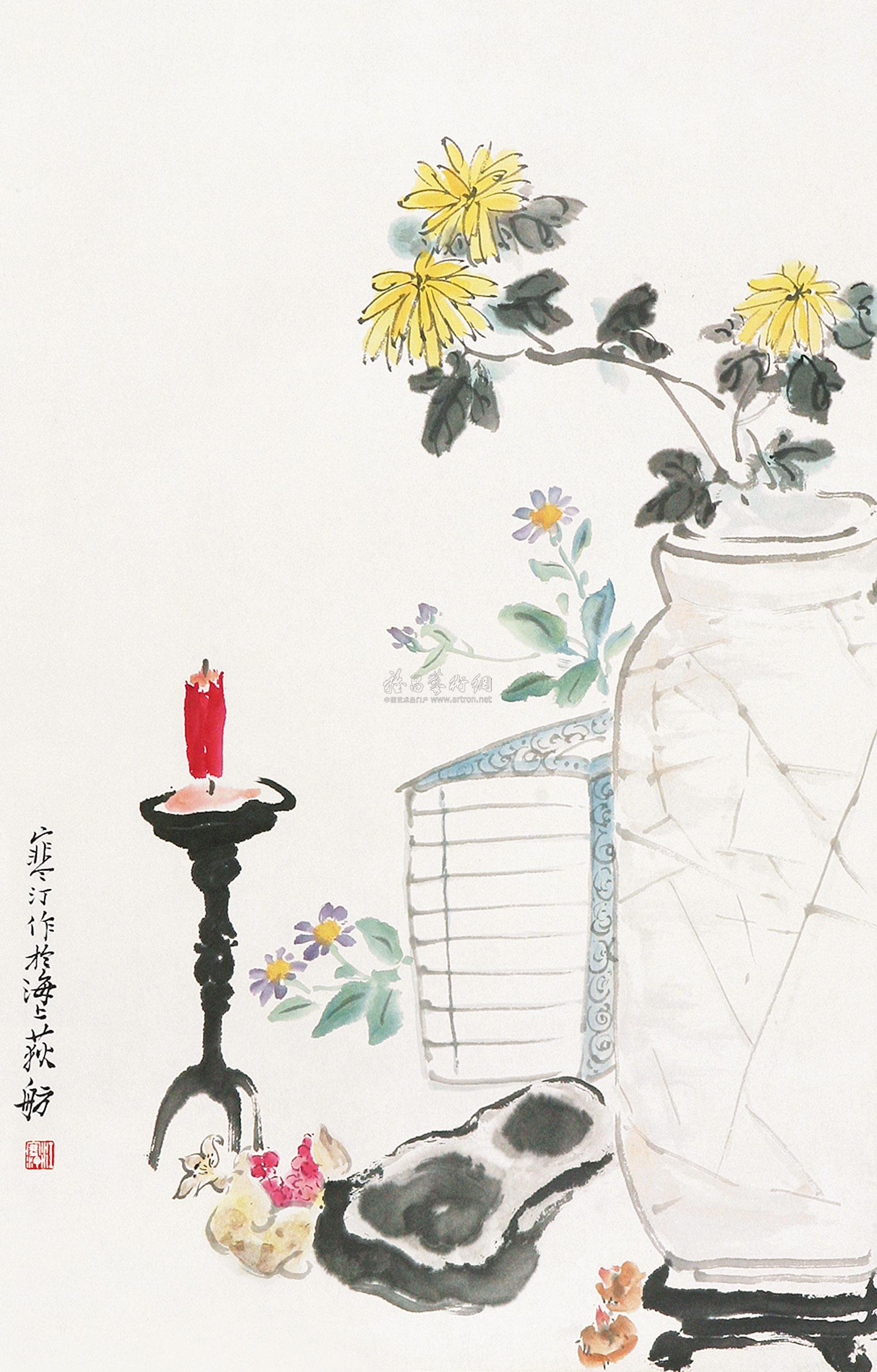 【清供图 立轴 设色纸本】拍卖品_图片_价格_鉴赏