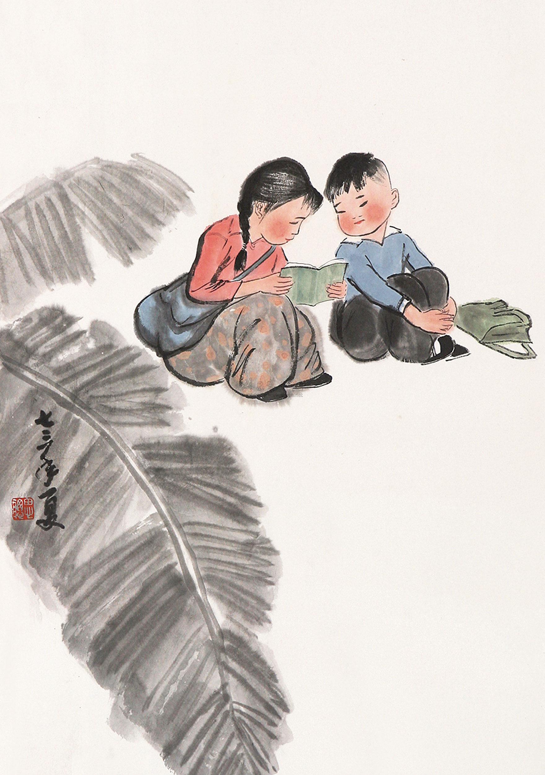 0422读书图立轴设色纸本