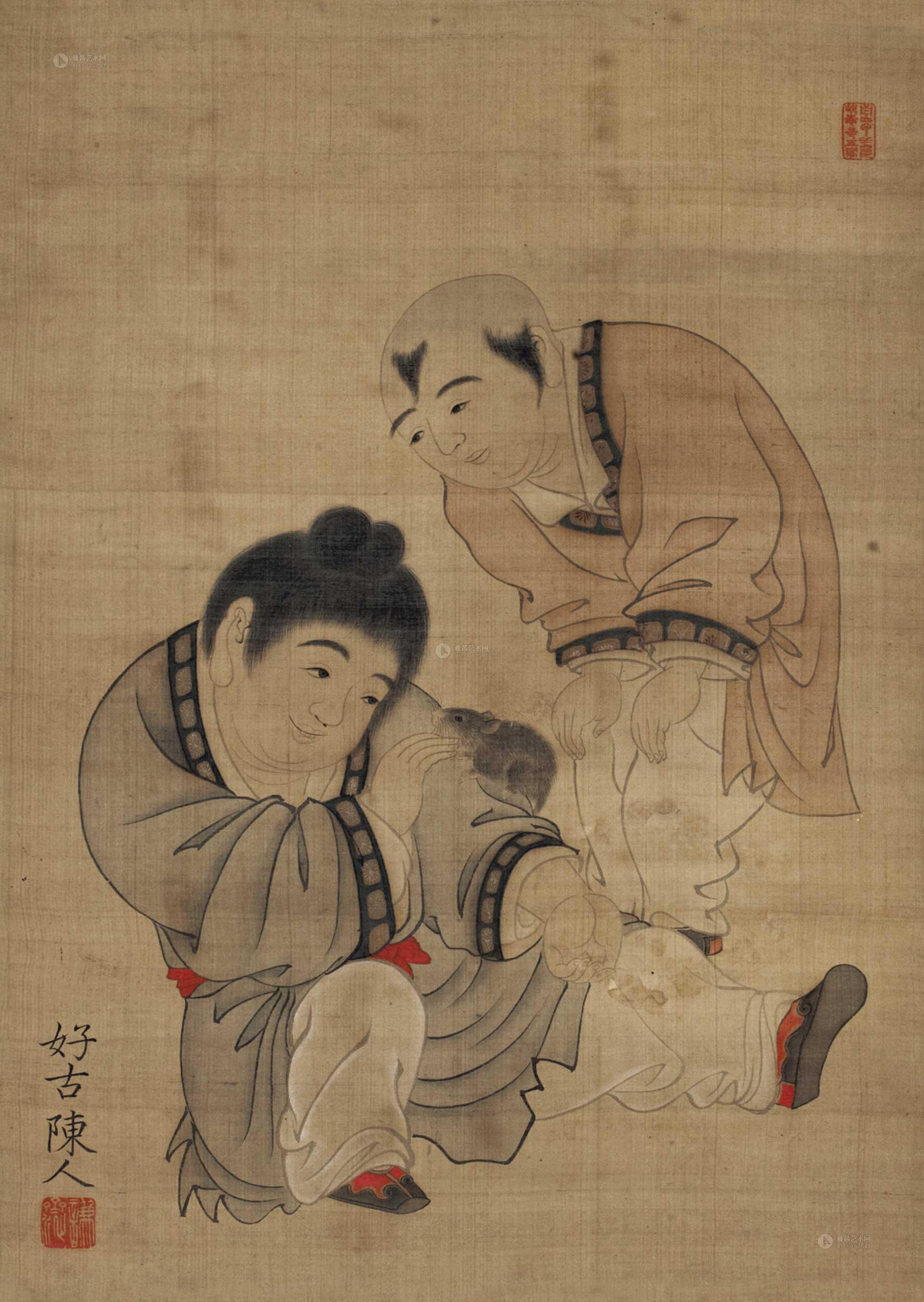 2167婴戏图立轴设色绢本