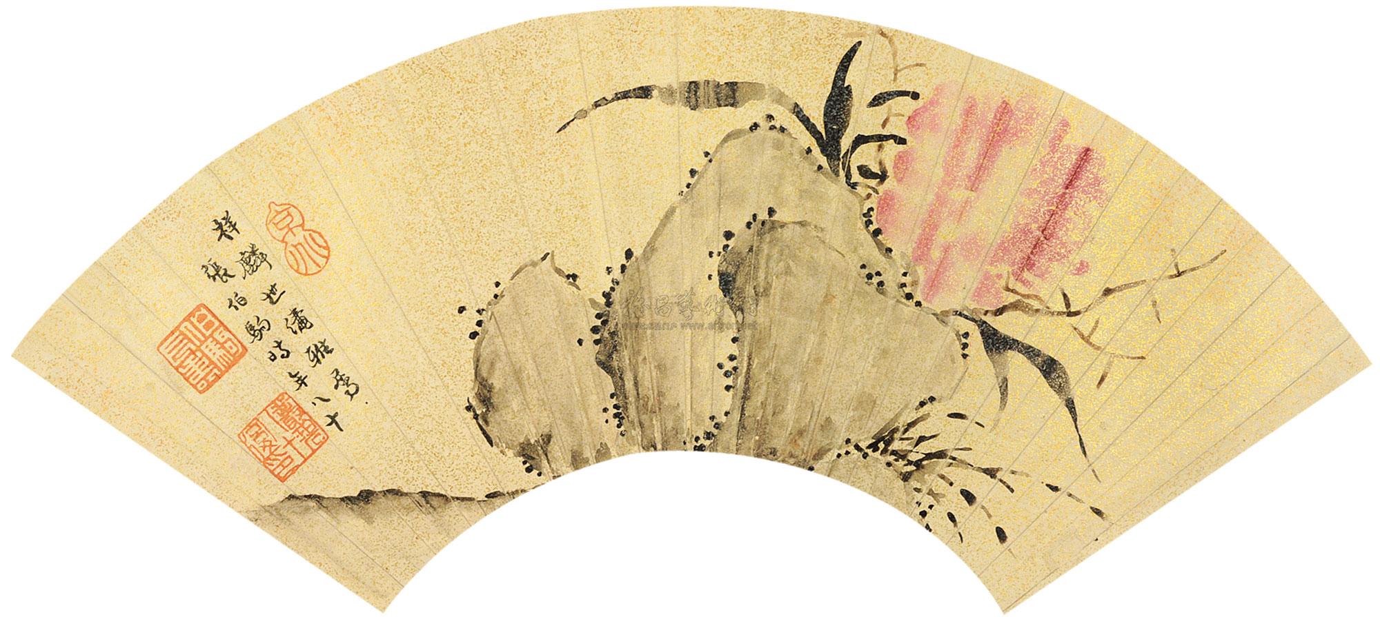 0281 花卉扇面 镜片 冷金纸本