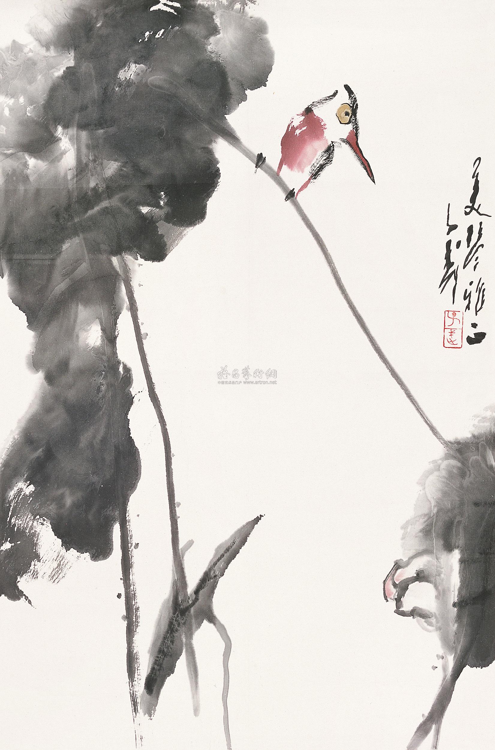 0238翠鸟镜片设色纸本