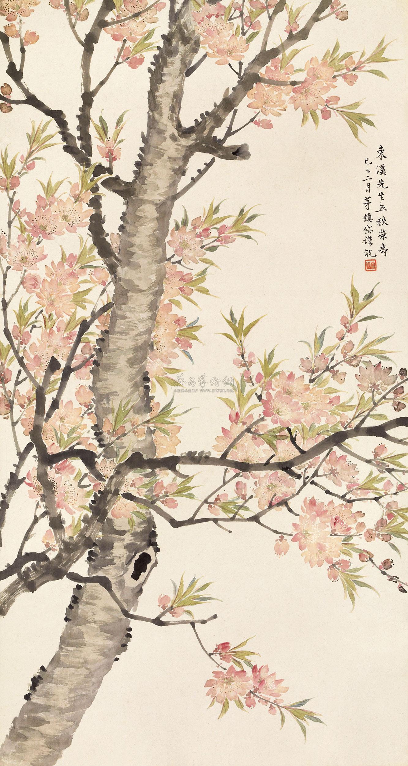0497 己巳(1929年)作 三月桃花 立轴 设色纸本