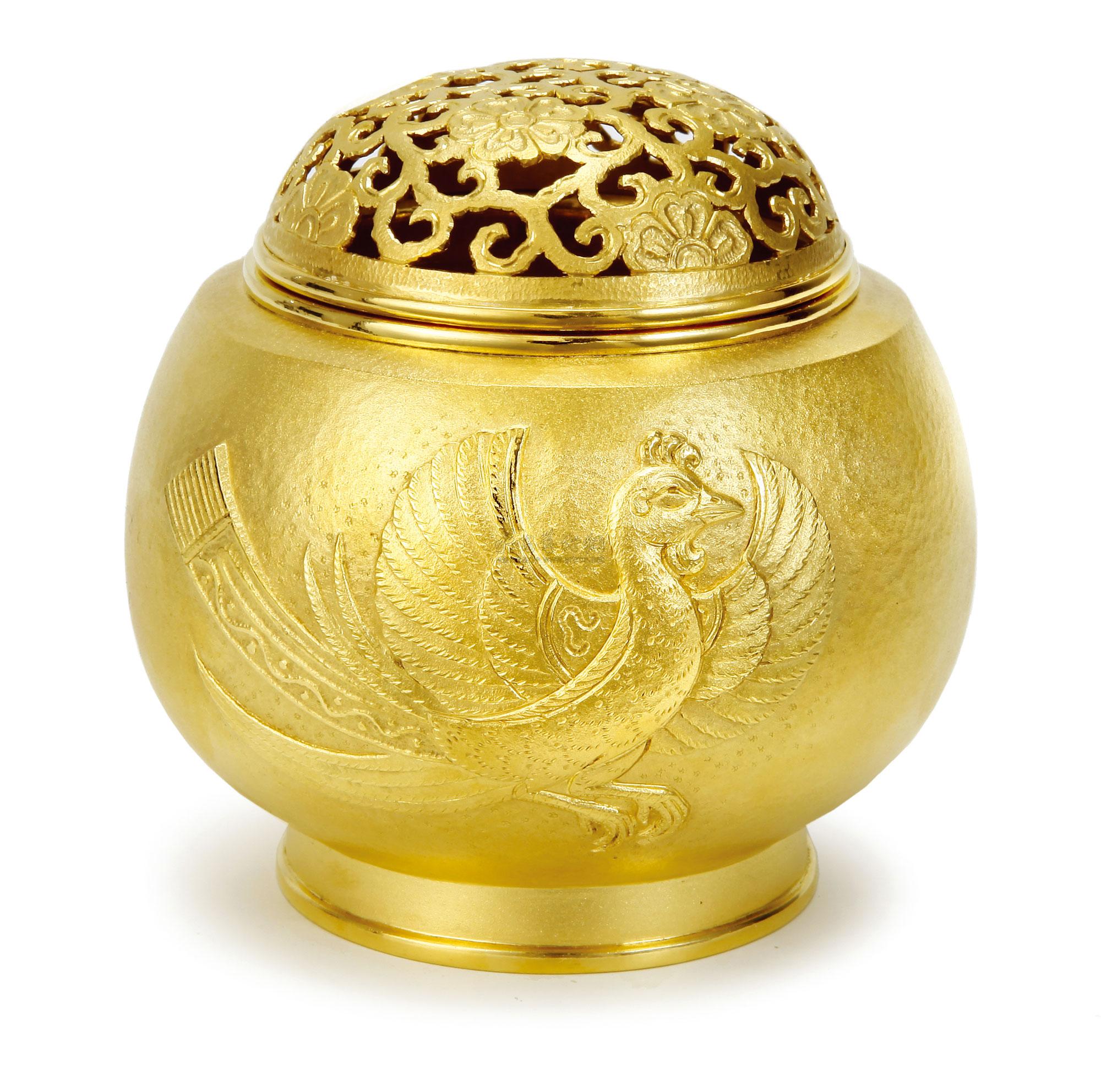 0629 纯金凤凰纹香炉