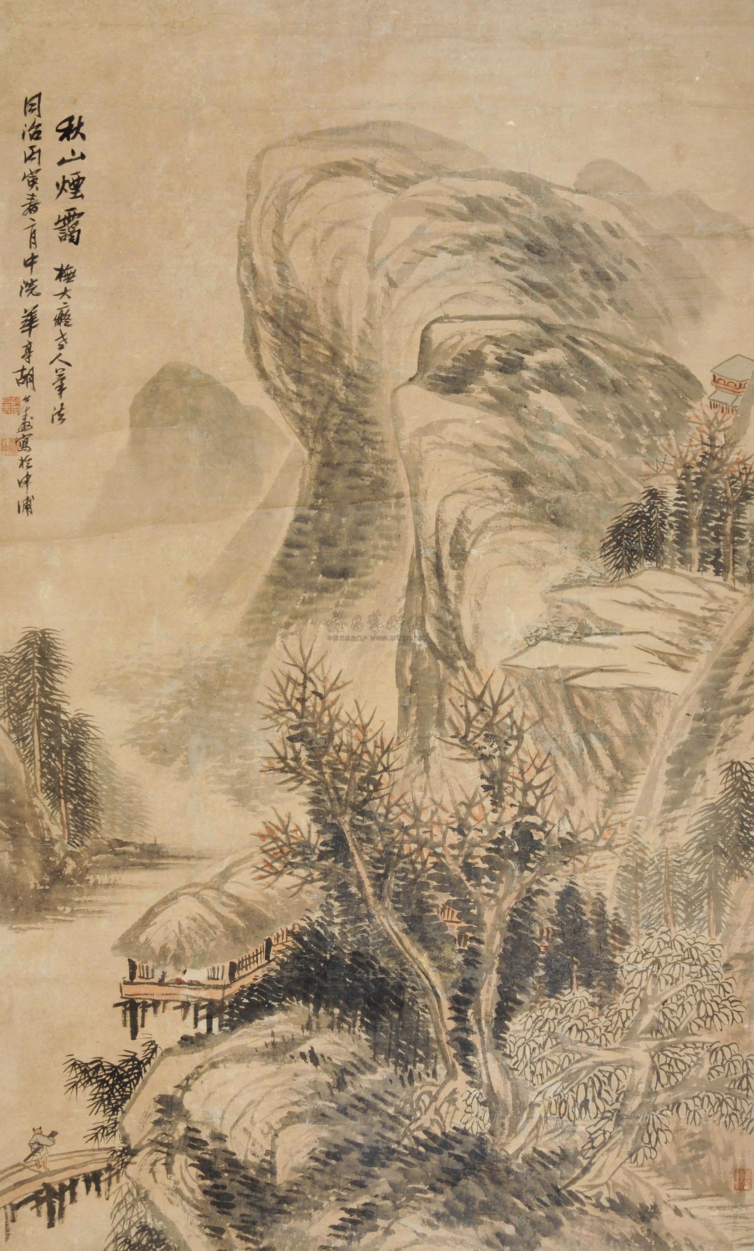 【秋山烟霭 立轴 设色纸本】拍卖品_图片_价格_鉴赏_绘画_雅昌艺术品拍卖网