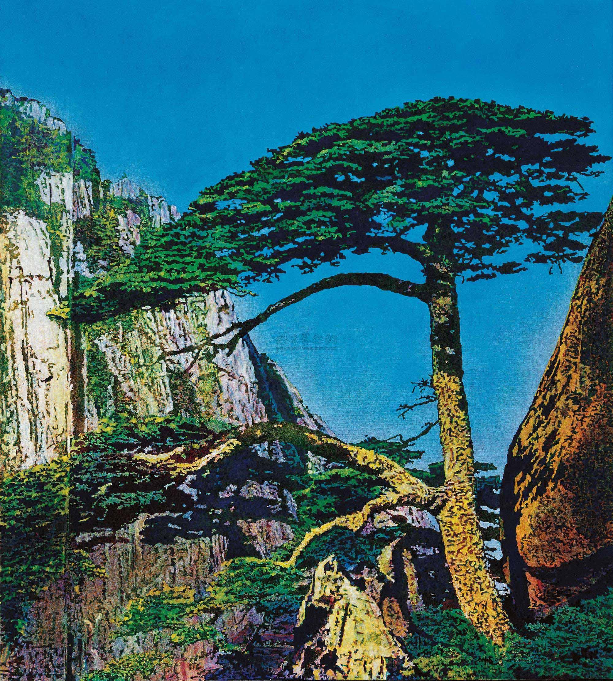 【2008年作 迎客松 布面丙烯】拍卖品_图片_价格_鉴赏_油画_雅昌艺术