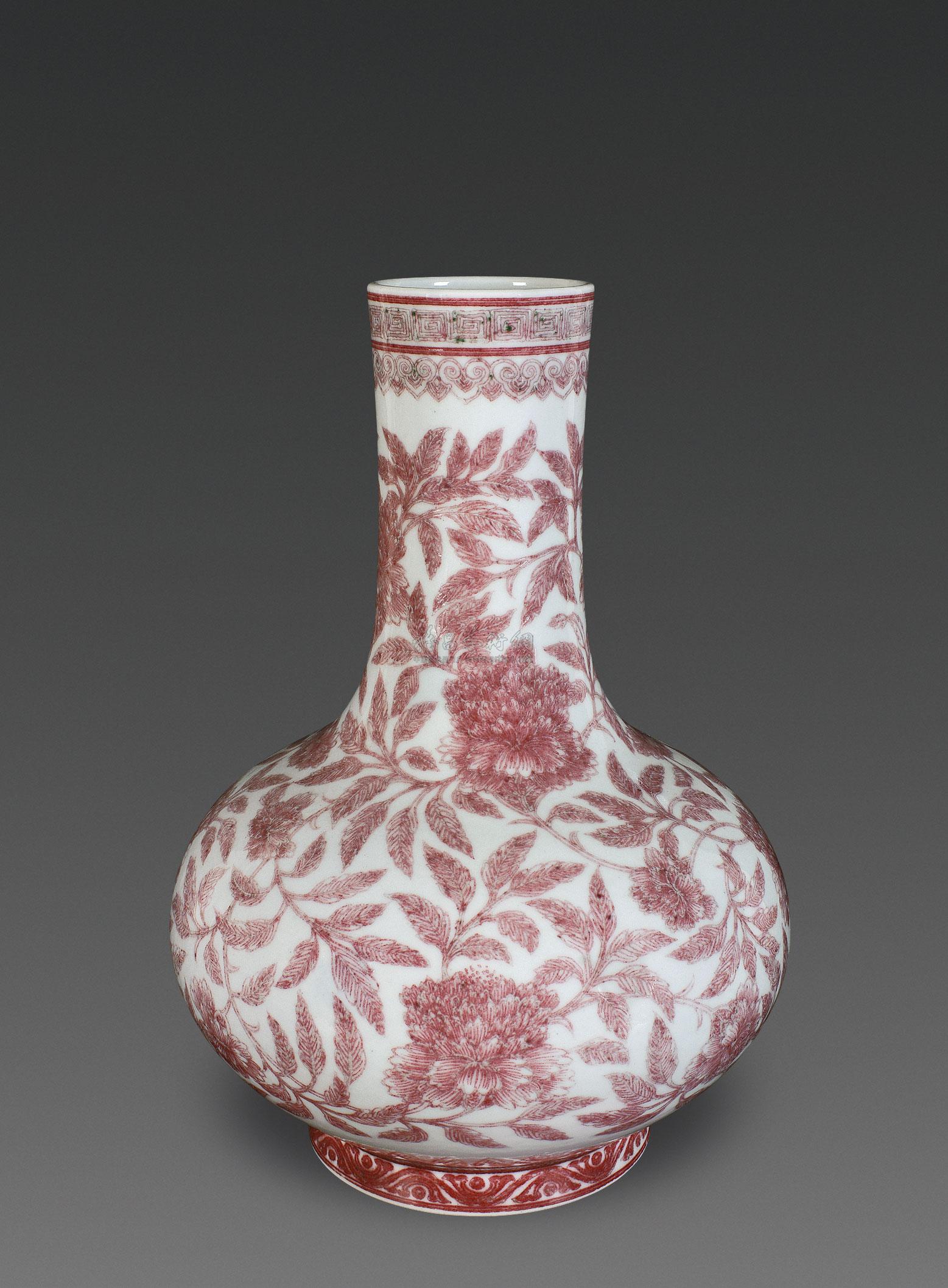 釉里红缠枝花卉纹瓶】拍卖品_图片_价格_鉴赏_清代其它彩釉瓷器_雅昌