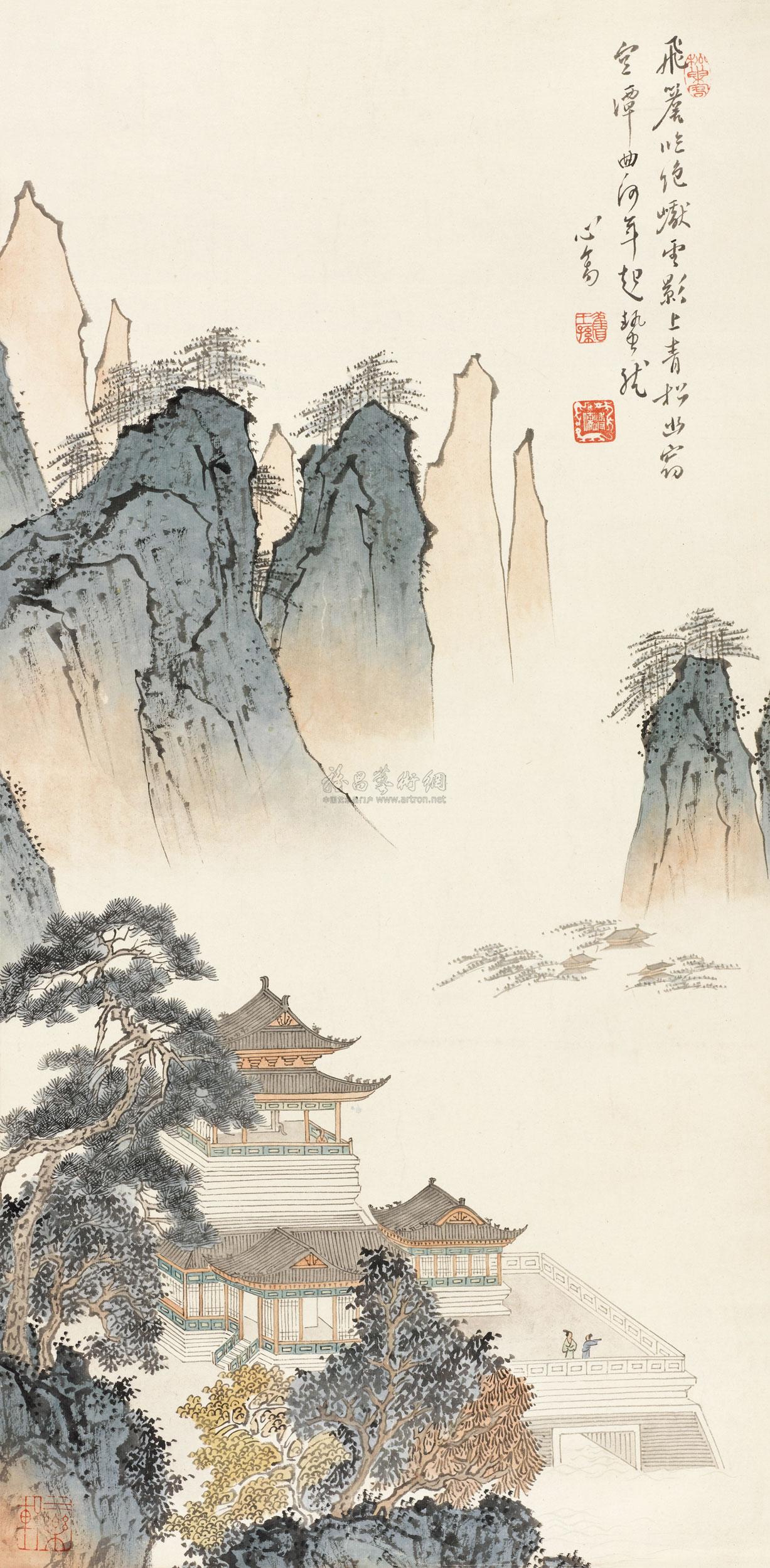 2223楼阁观云阁观云立轴纸本