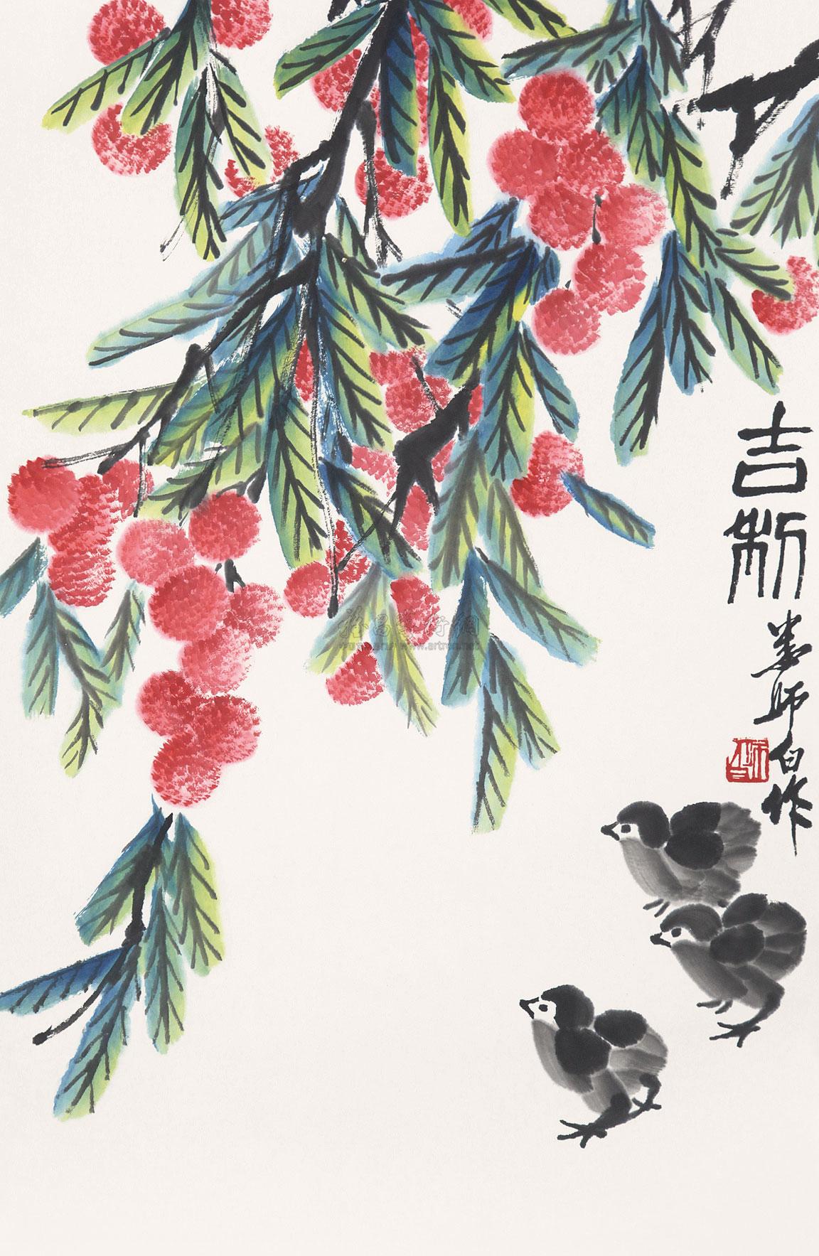 0089吉利立轴纸本