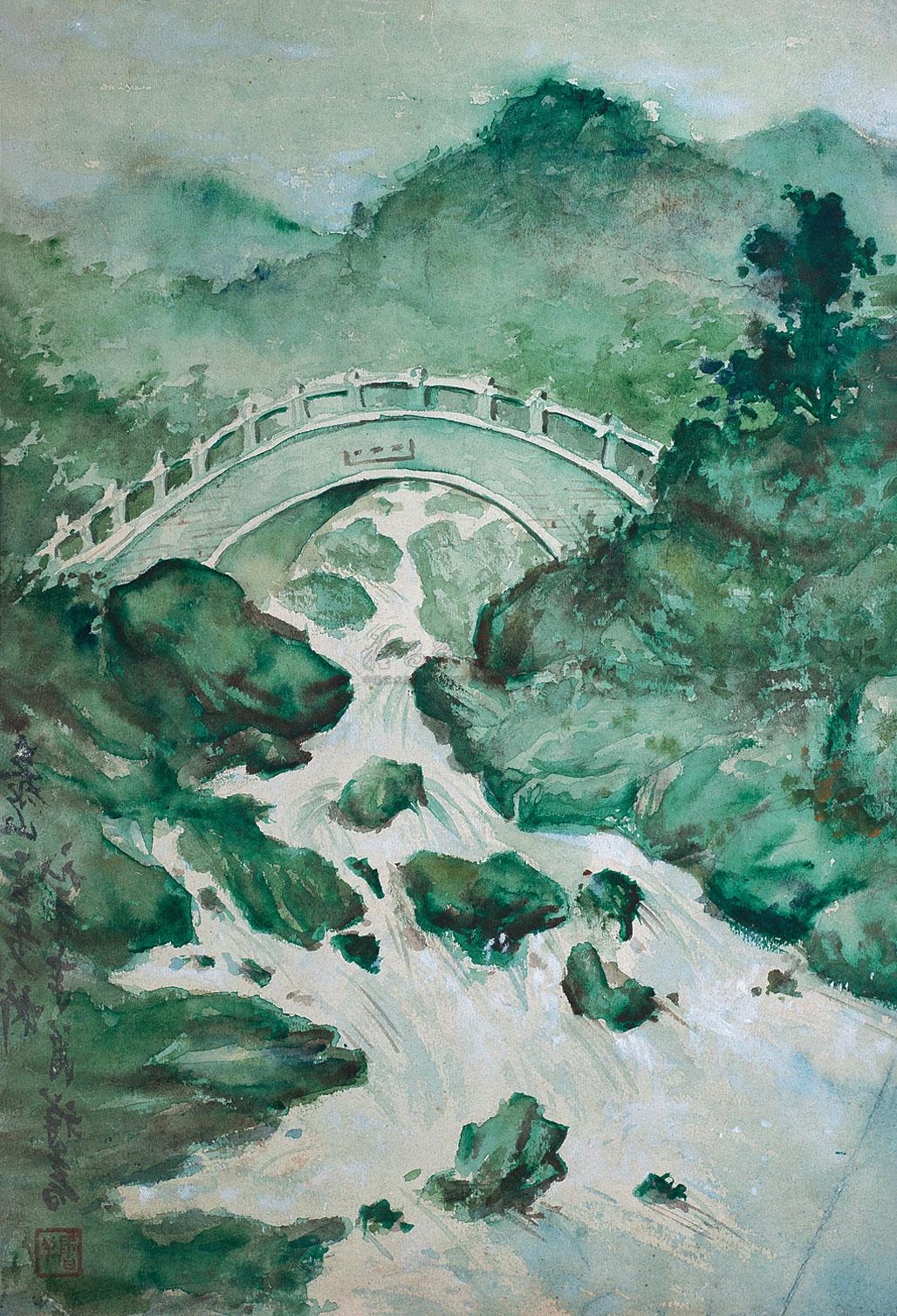 0429 泰山云步桥 纸本 水彩