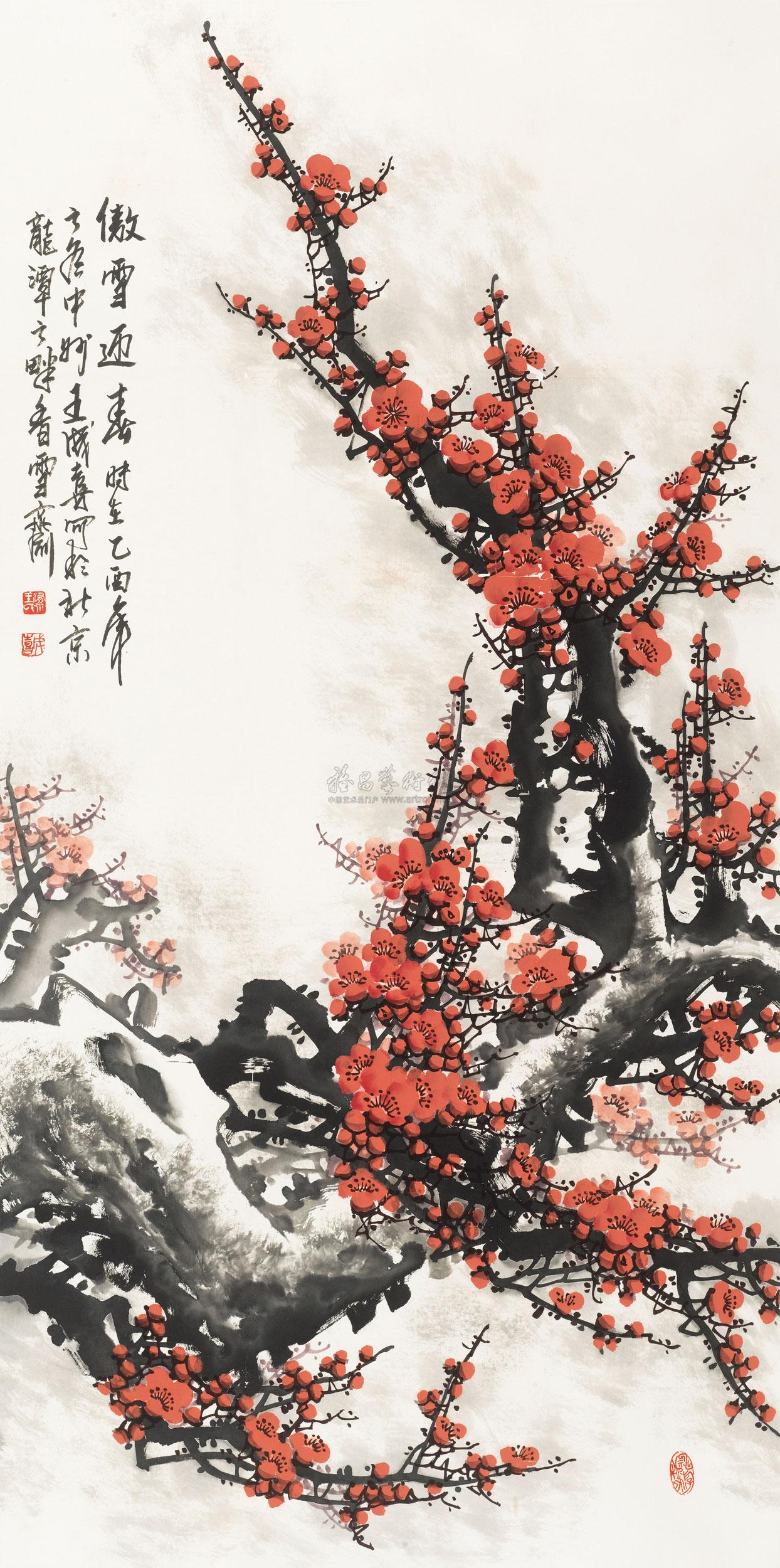 0707 傲雪迎春 镜心 纸本