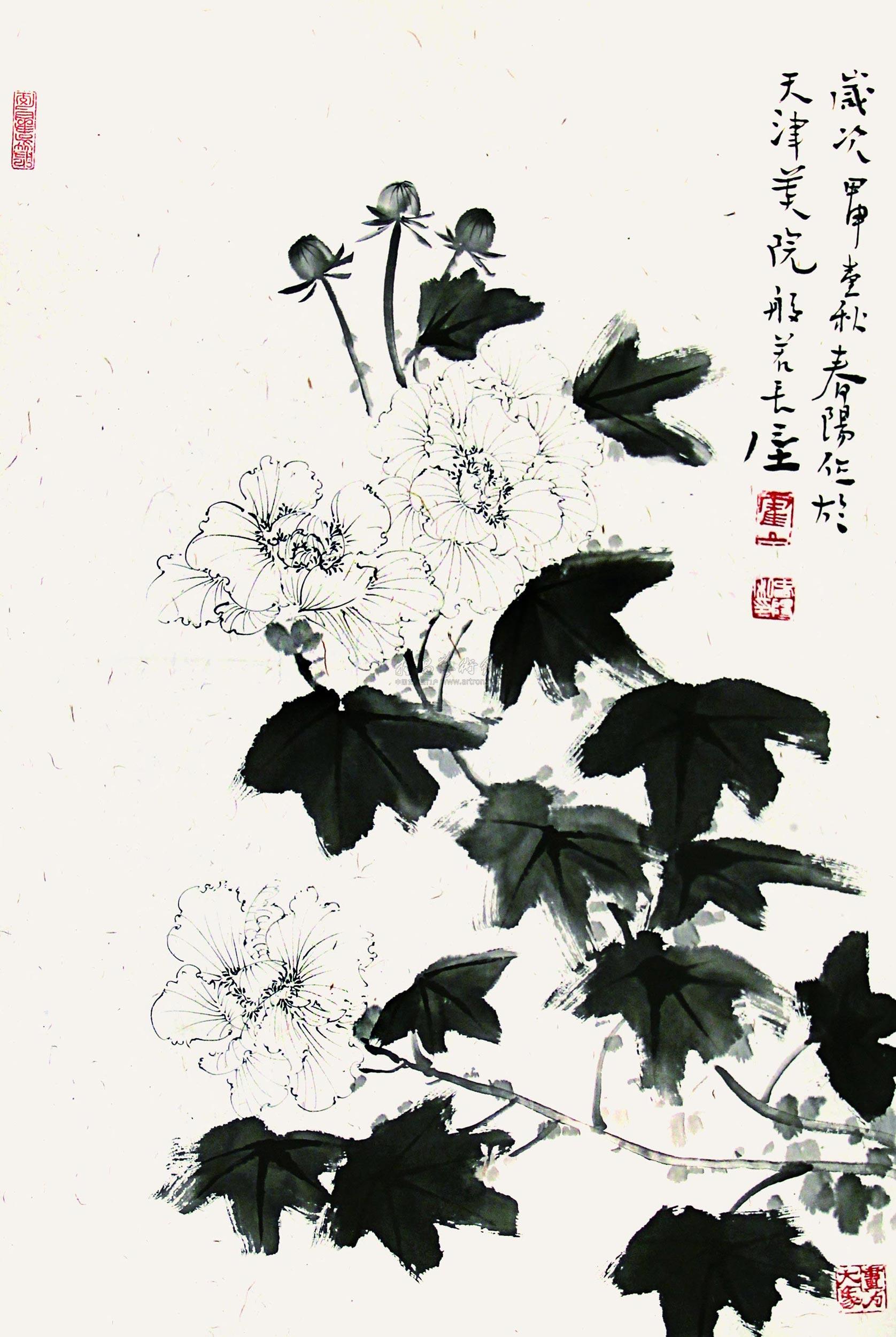 0258芙蓉立轴纸本