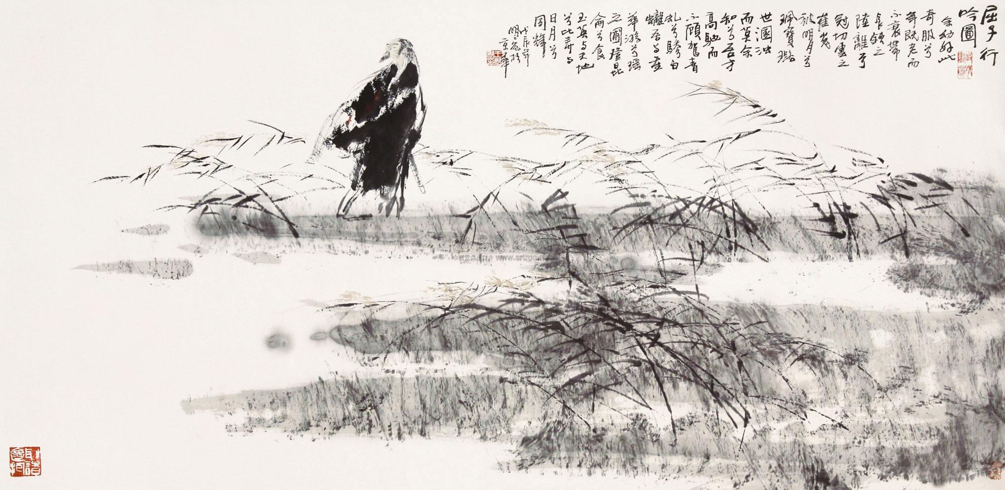 0149 屈子行吟图 设色纸本