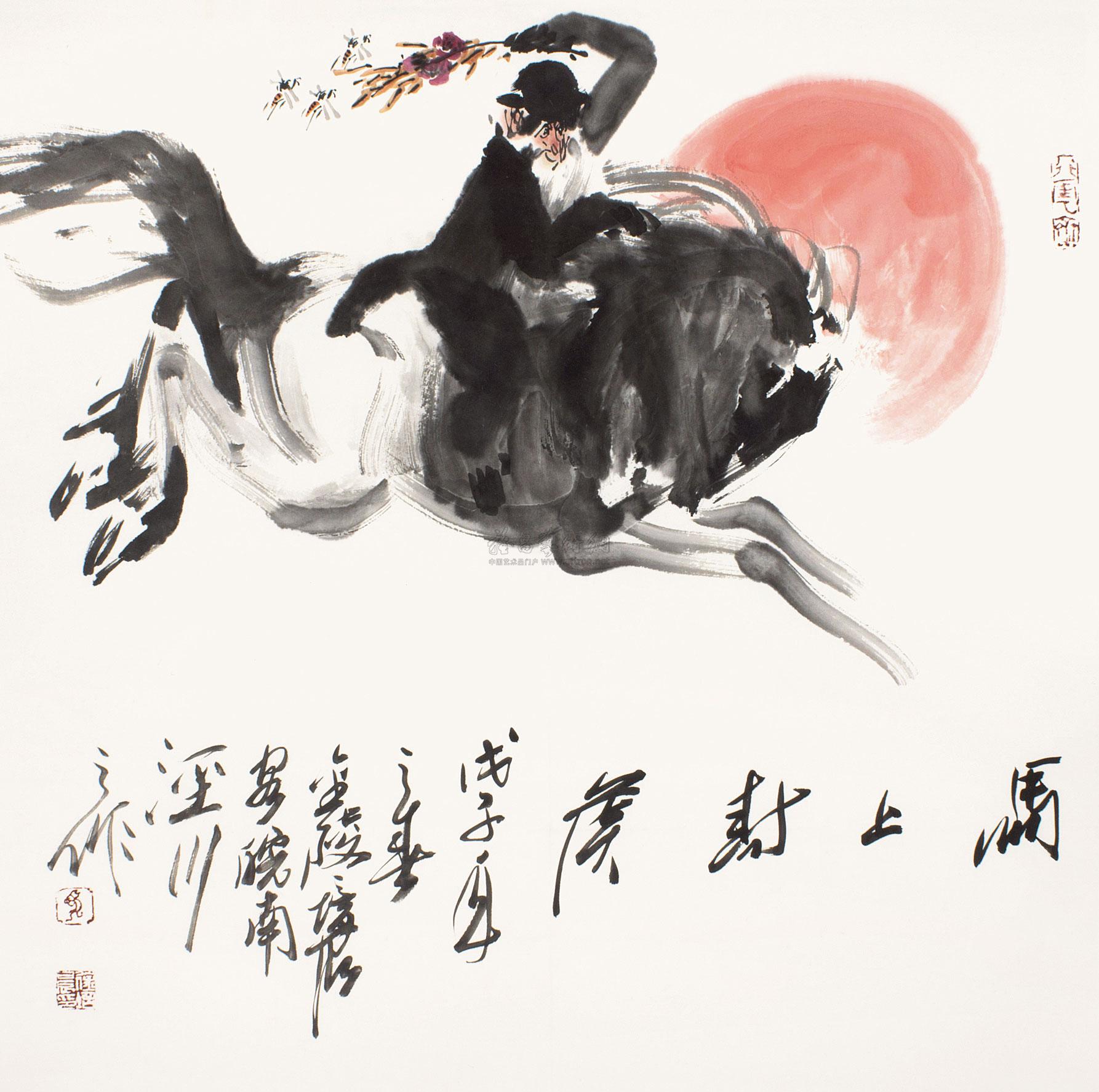 0108戊子2008年作马上封侯镜心设色纸本