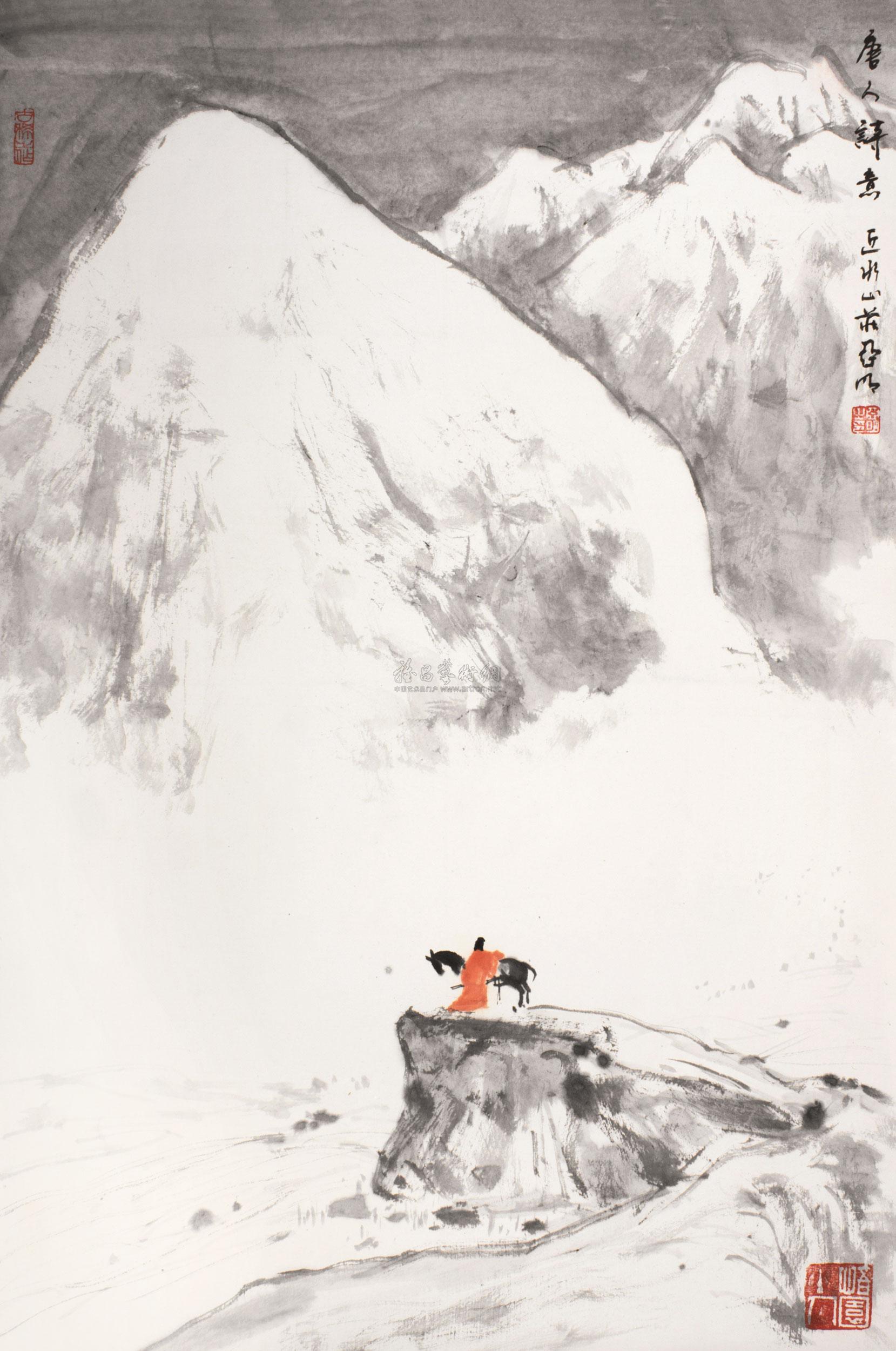 【唐人诗意图 立轴 设色纸本】拍卖品_图片_价格_鉴赏_绘画_雅昌艺术