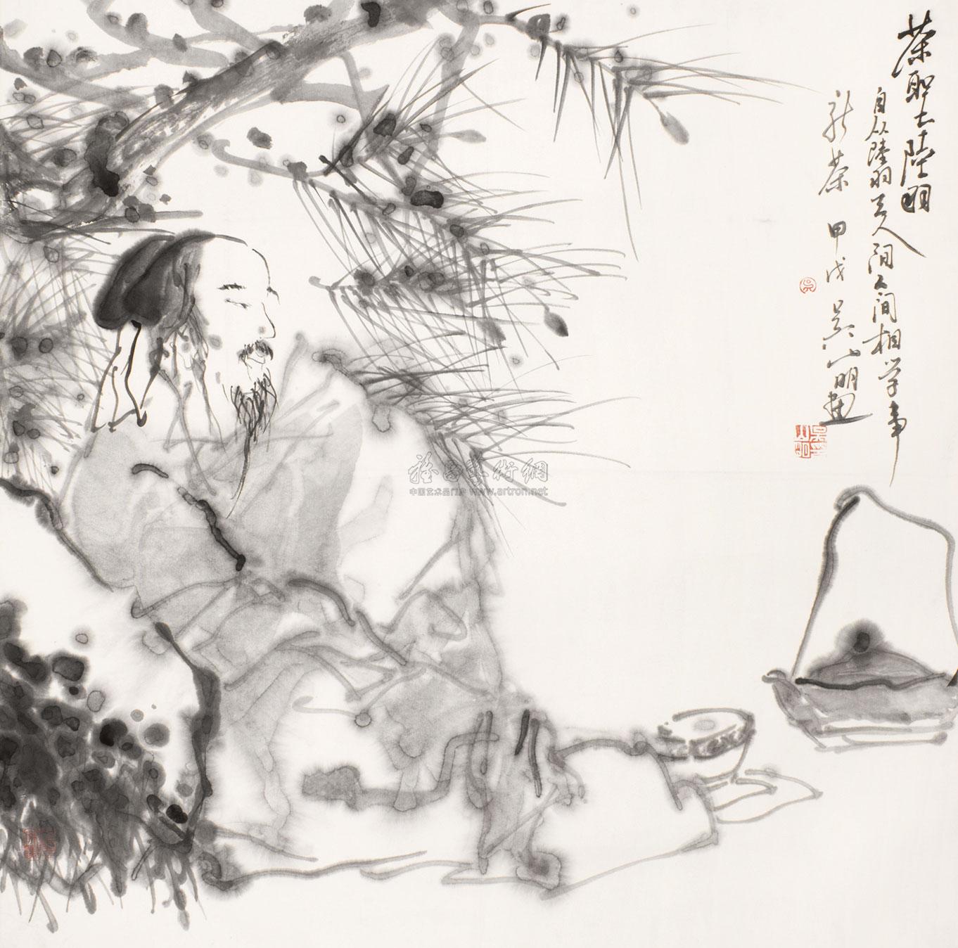 0581茶圣陆羽镜心水墨纸本