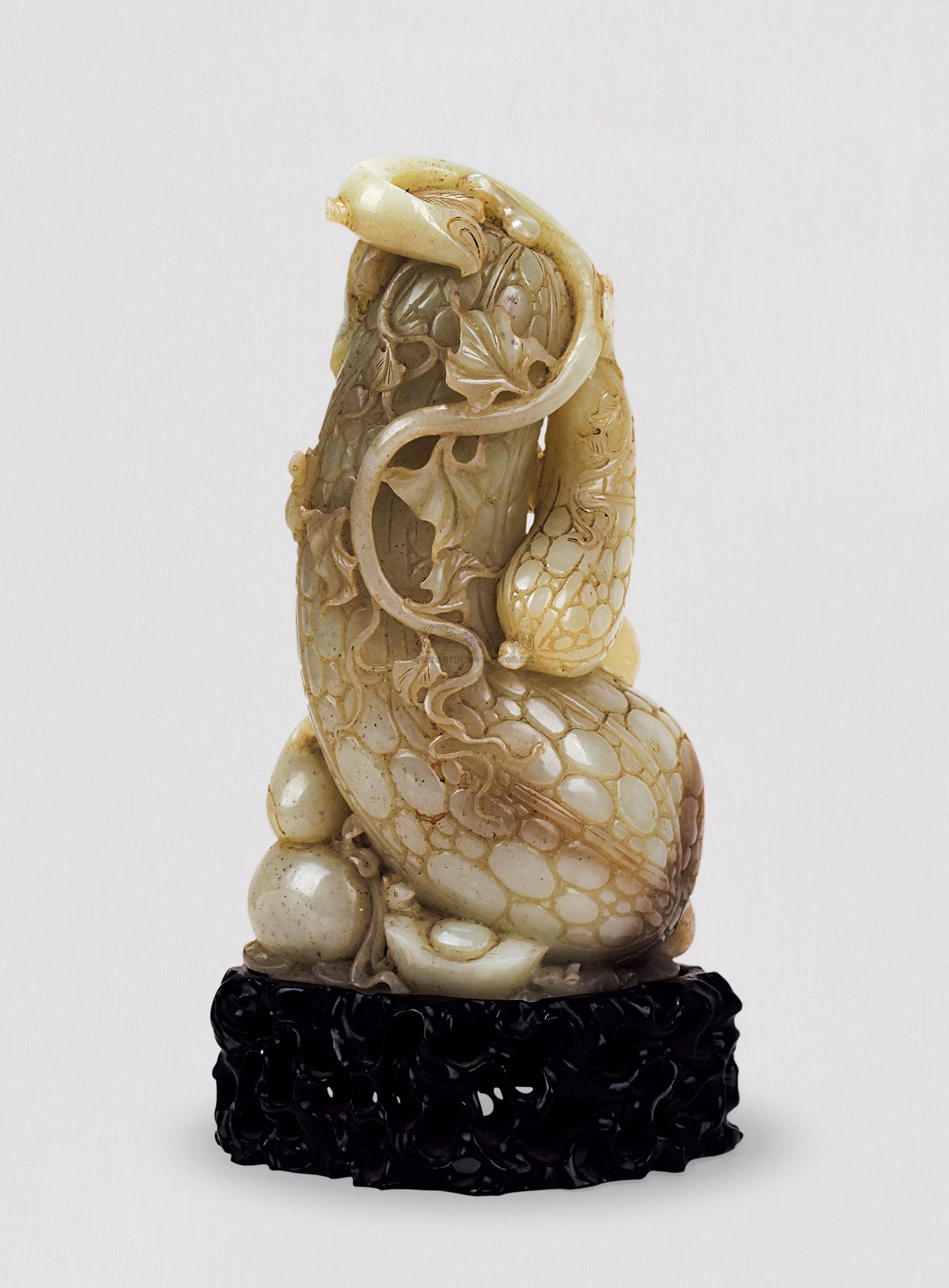 0569和田玉子孙万代摆件