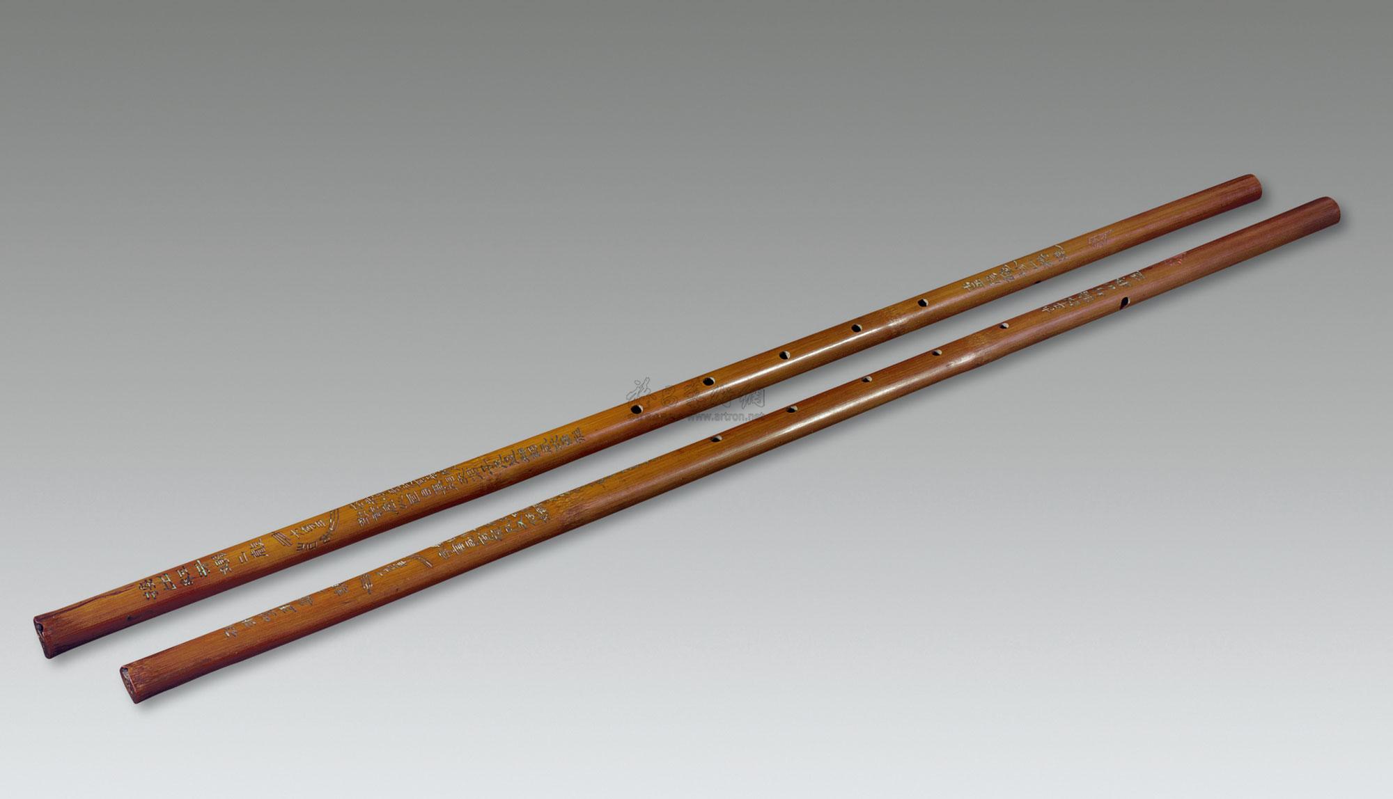 0645 清 竹刻箫 (一对)