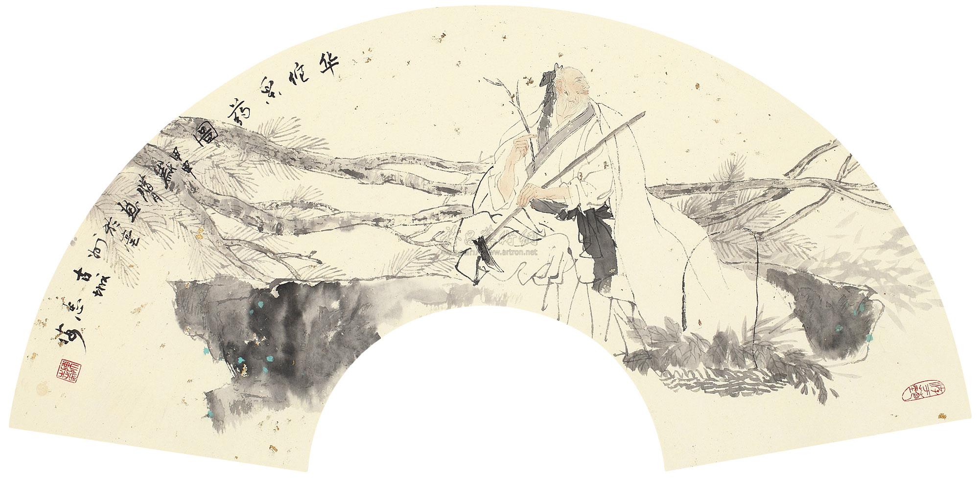 0439华佗采药图镜片设色纸本