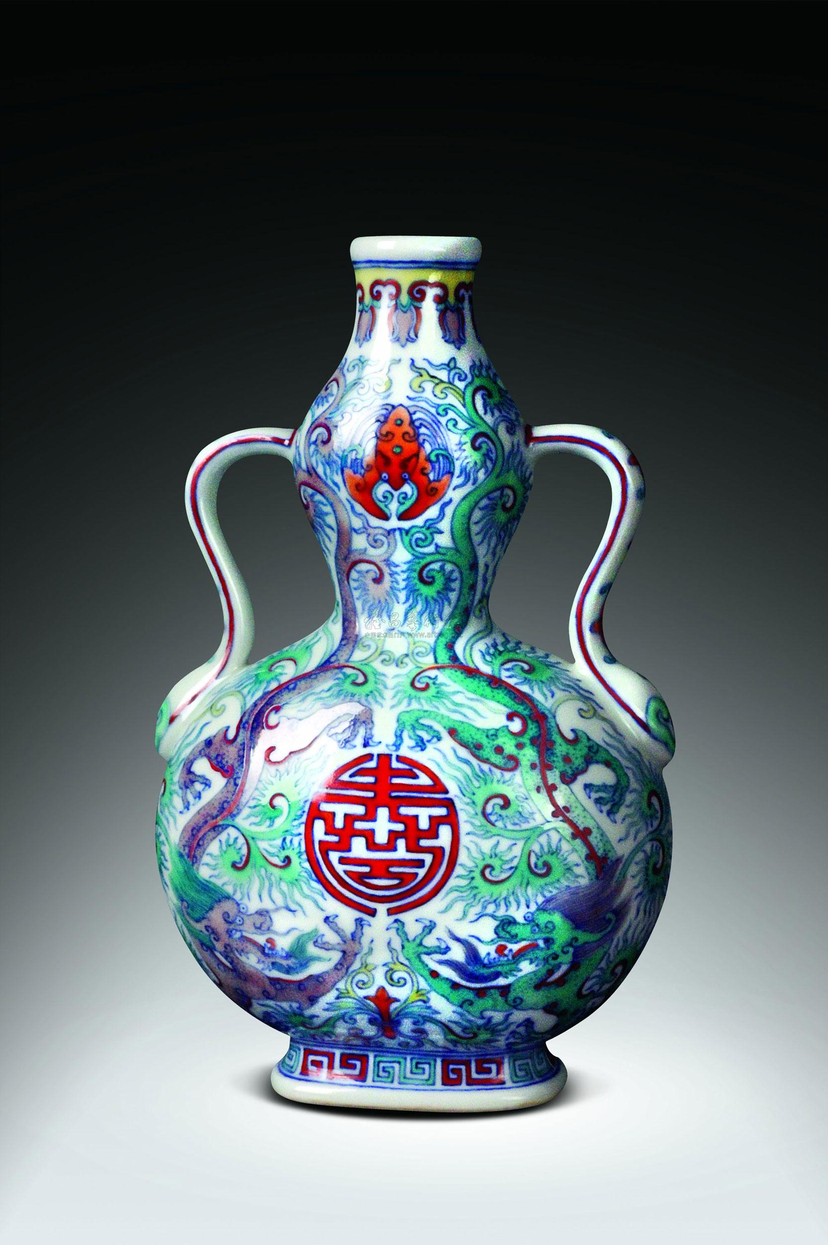 【清 斗彩龙纹双耳大吉瓶】拍卖品_图片_价格_鉴赏_清代斗彩瓷器_雅昌