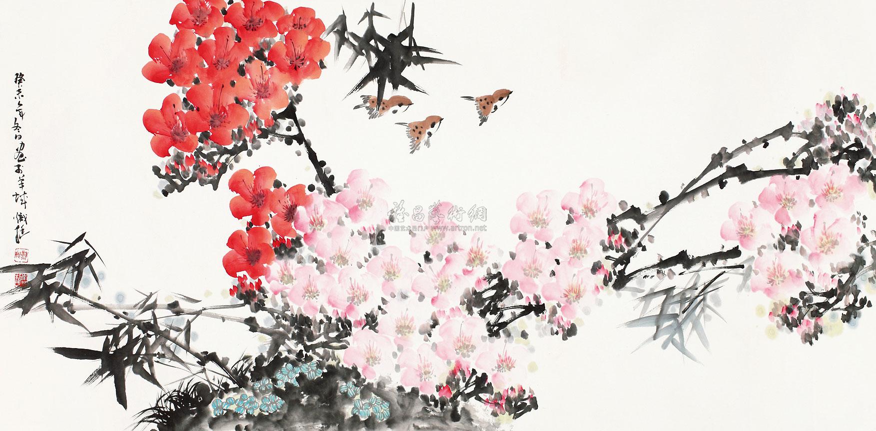 00492003年作迎春花镜片设色纸本