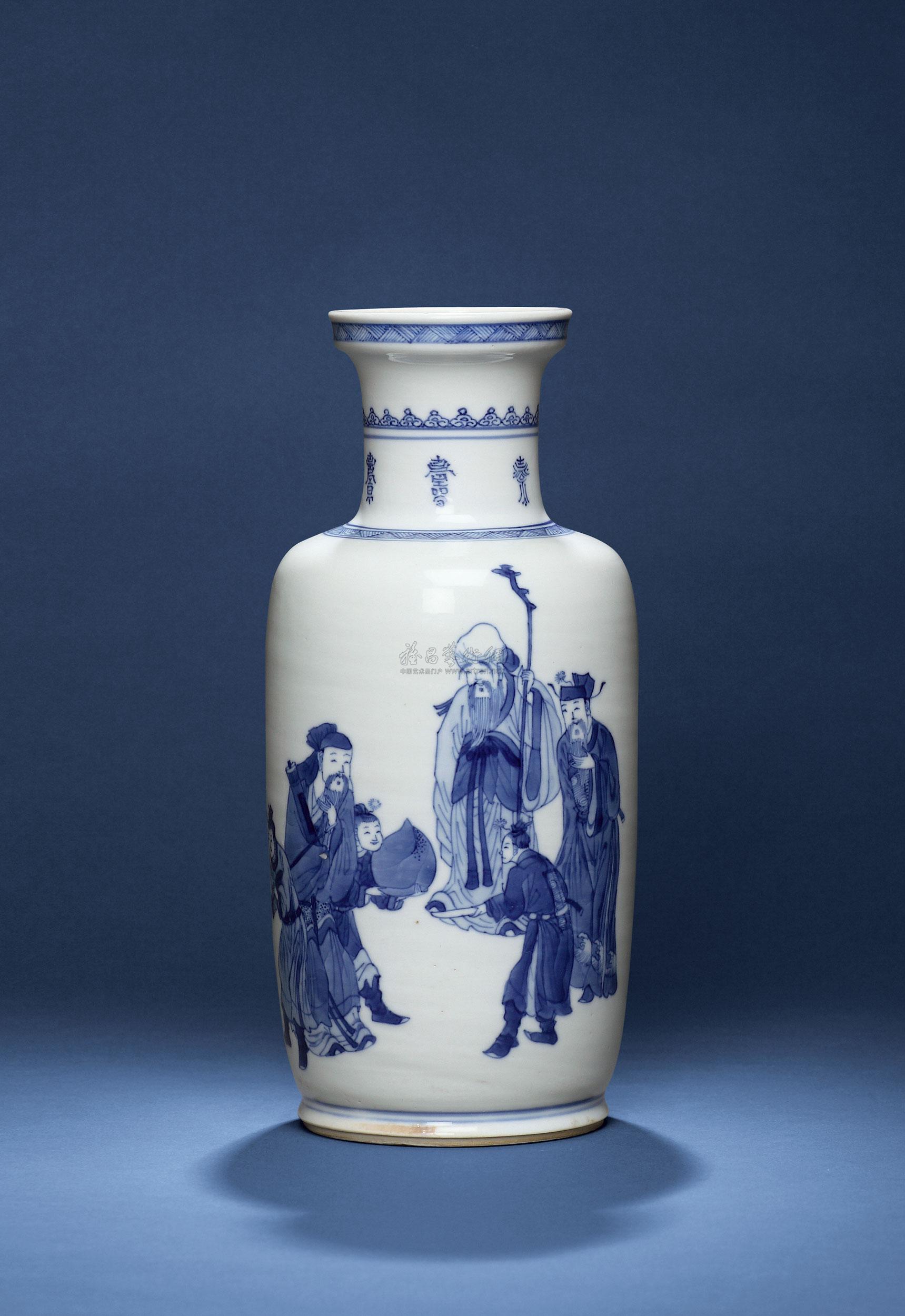【清康熙 青花人物纹棒槌瓶】拍卖品_图片_价格_鉴赏_清代青花瓷器