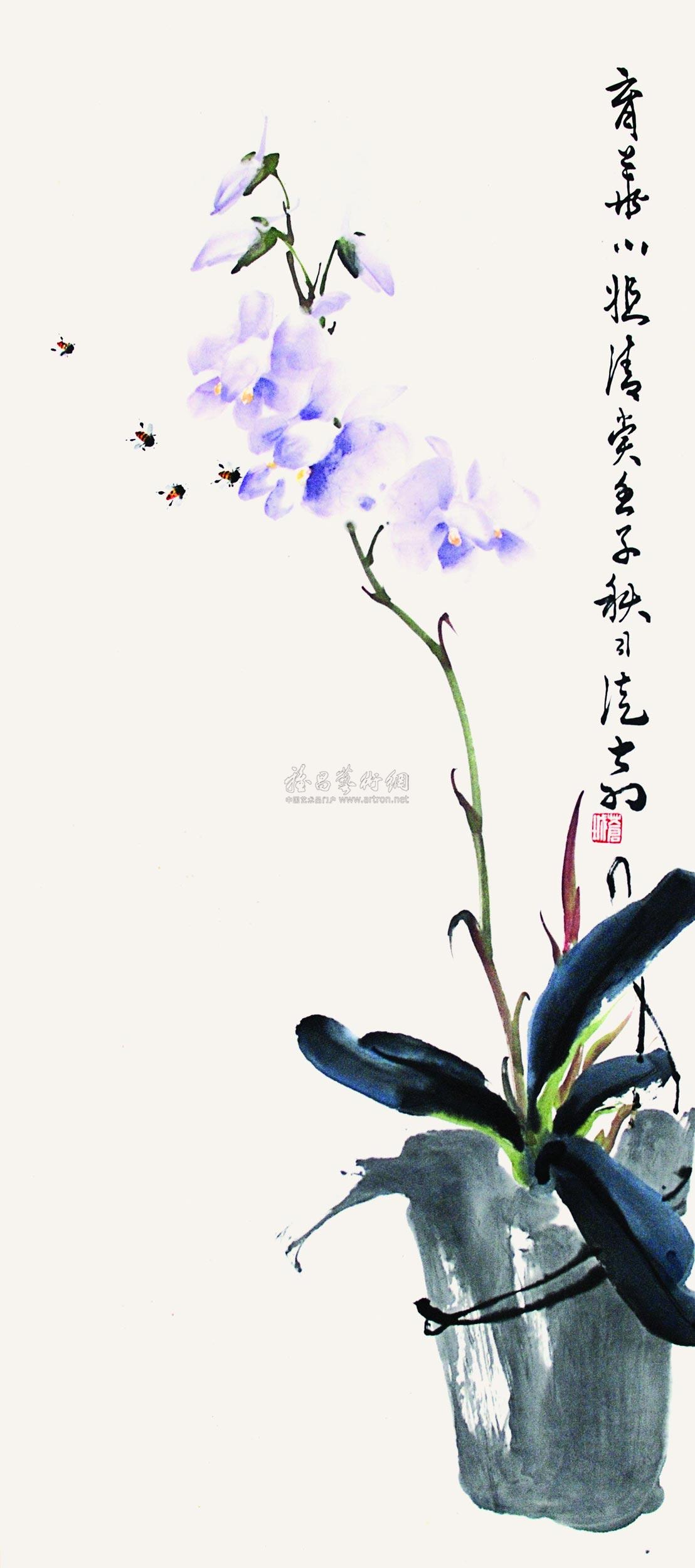 0859 蘭花 鏡片 紙本