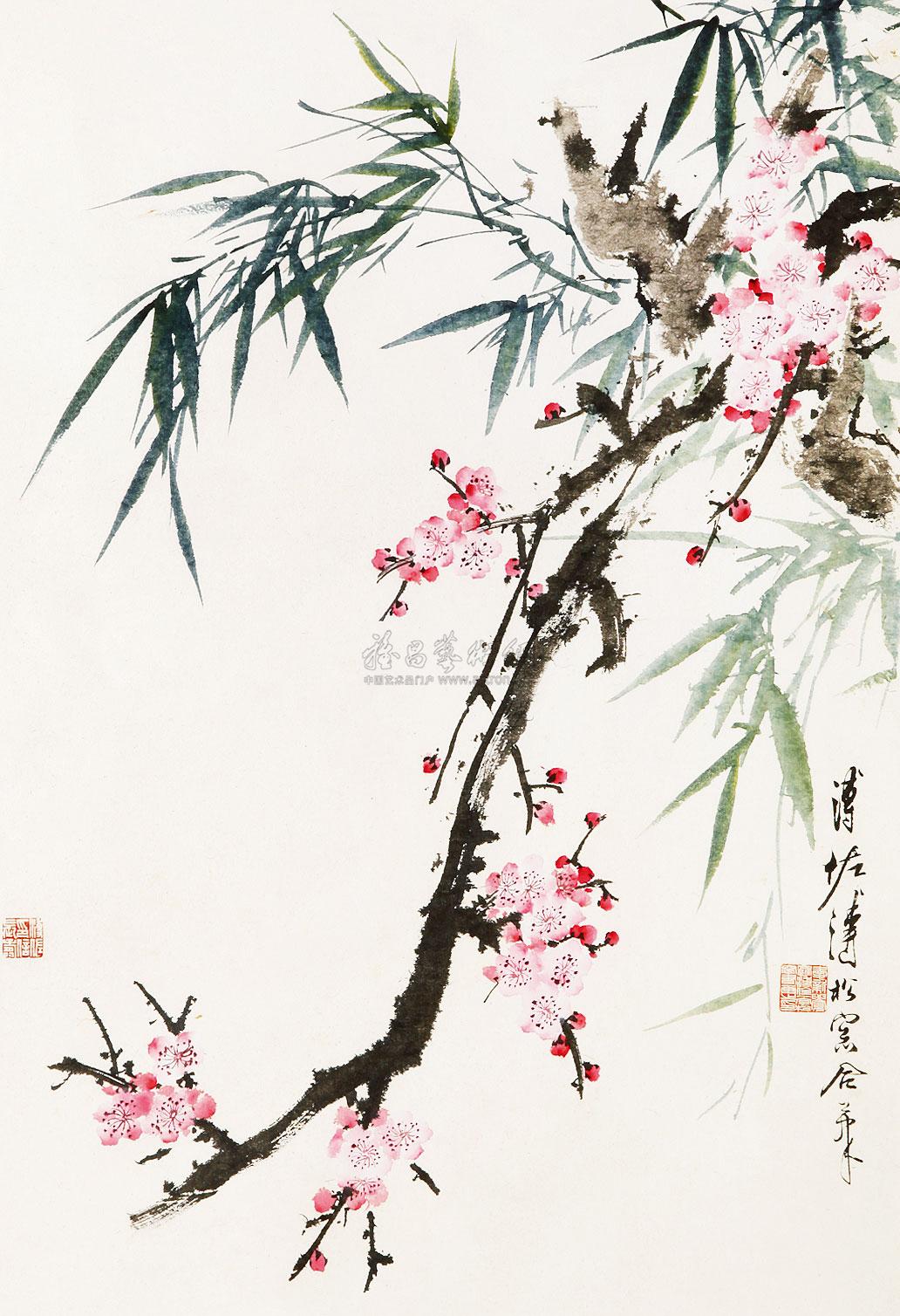 0347梅竹图额纸本