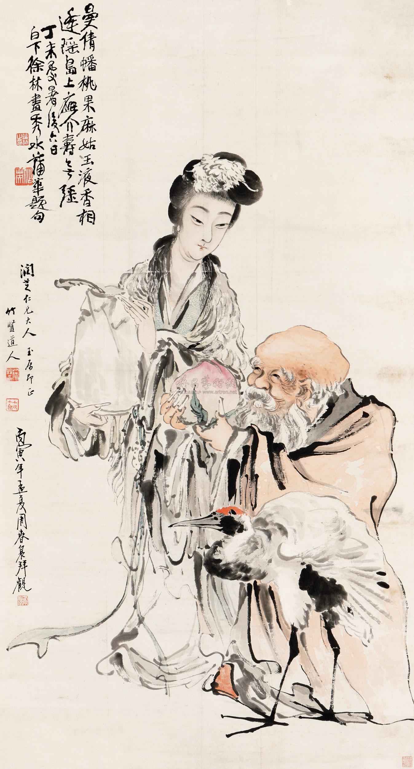 0567献寿图轴纸本