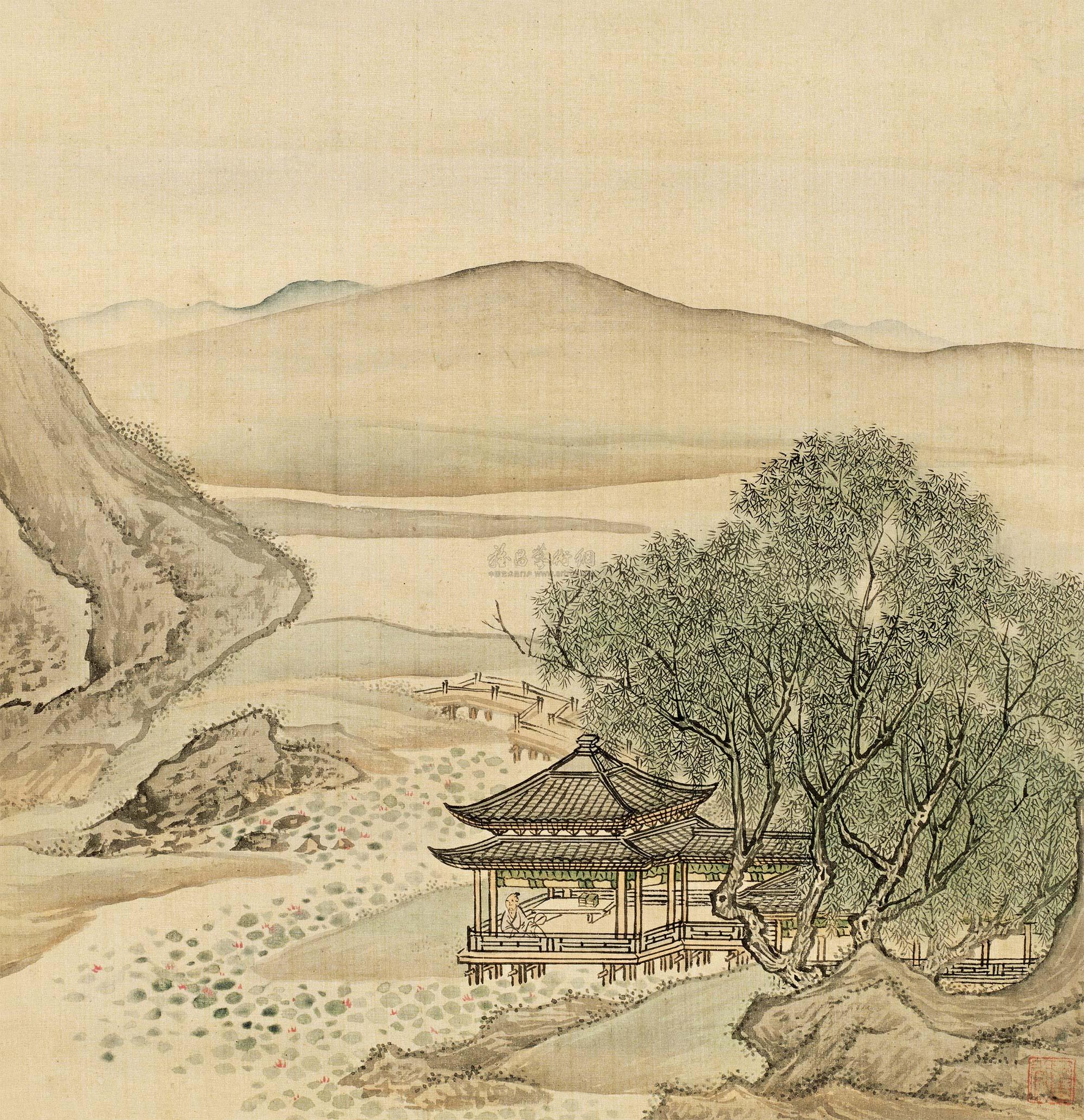 【荷亭清夏 镜心 设色绢本】拍卖品_图片_价格_鉴赏_绘画_雅昌艺术品