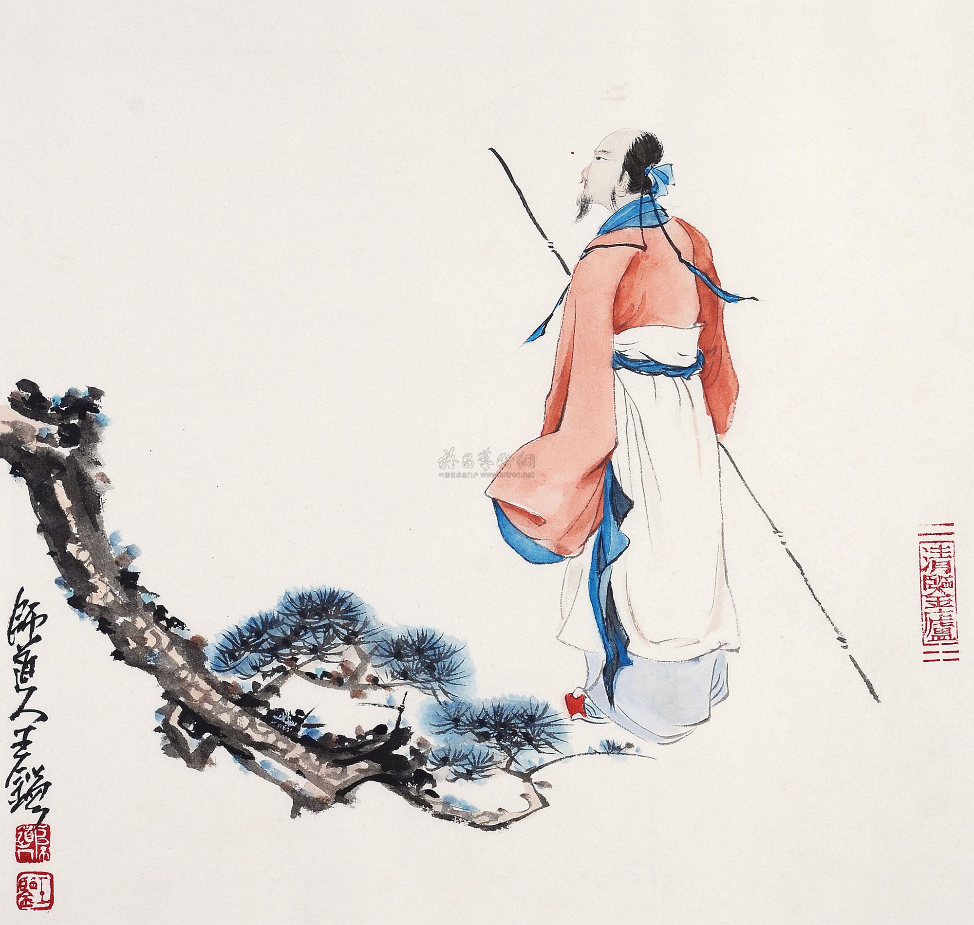 0128高士图镜心设色纸本