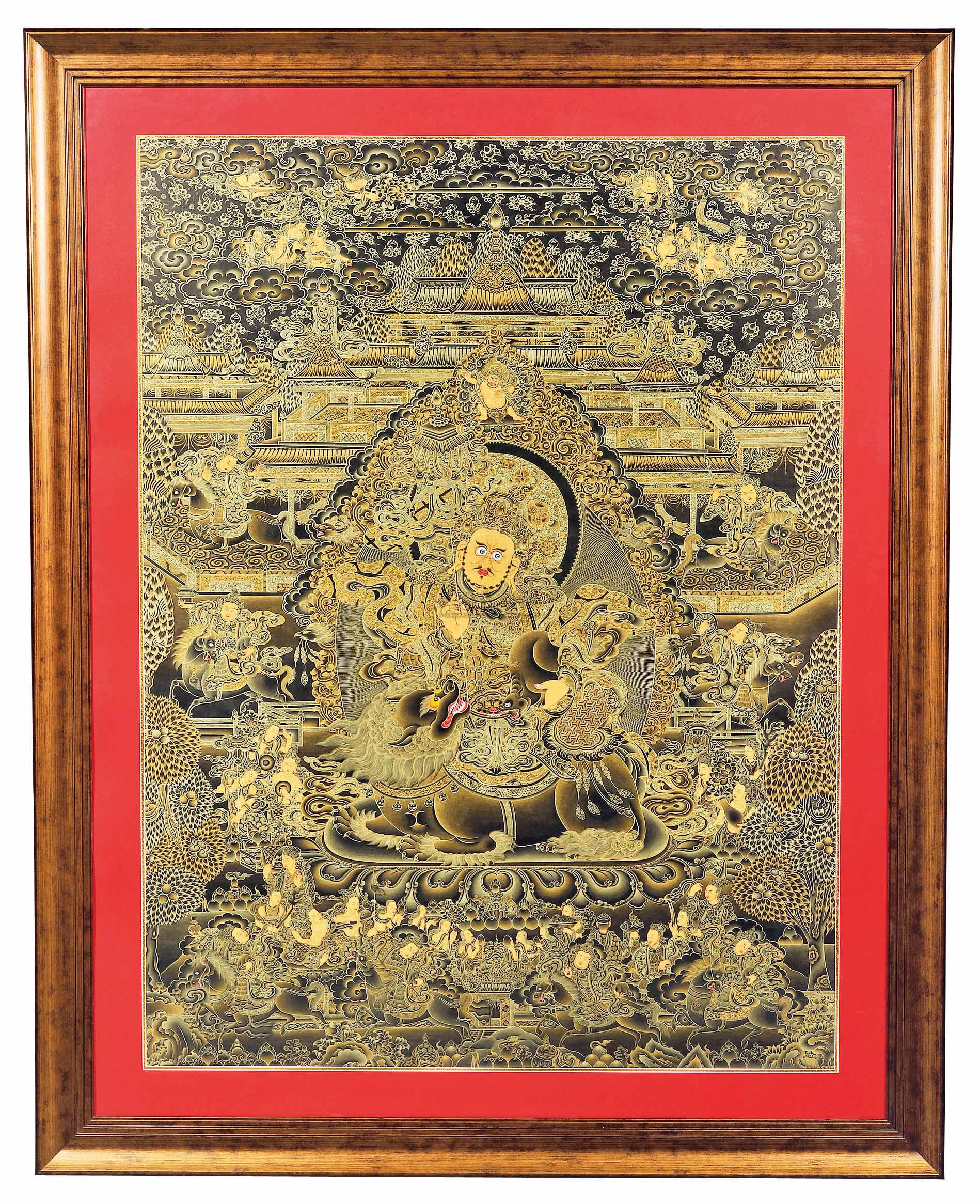 3641金绘八马财神唐卡