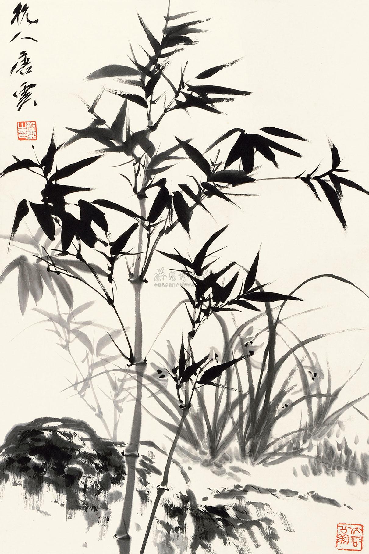 0465兰竹立轴纸本
