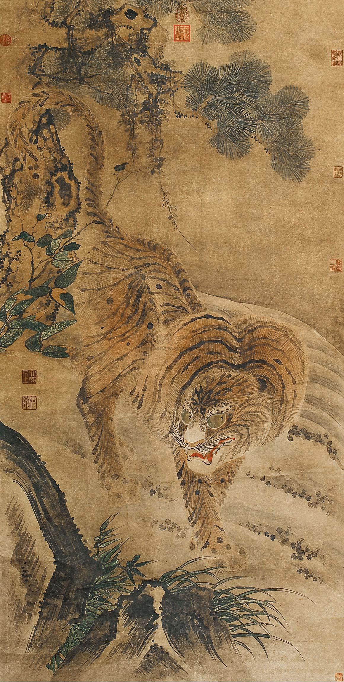 【虎踞图 立轴 设色纸本】拍卖品_图片_价格_鉴赏_绘画_雅昌艺术品拍卖网