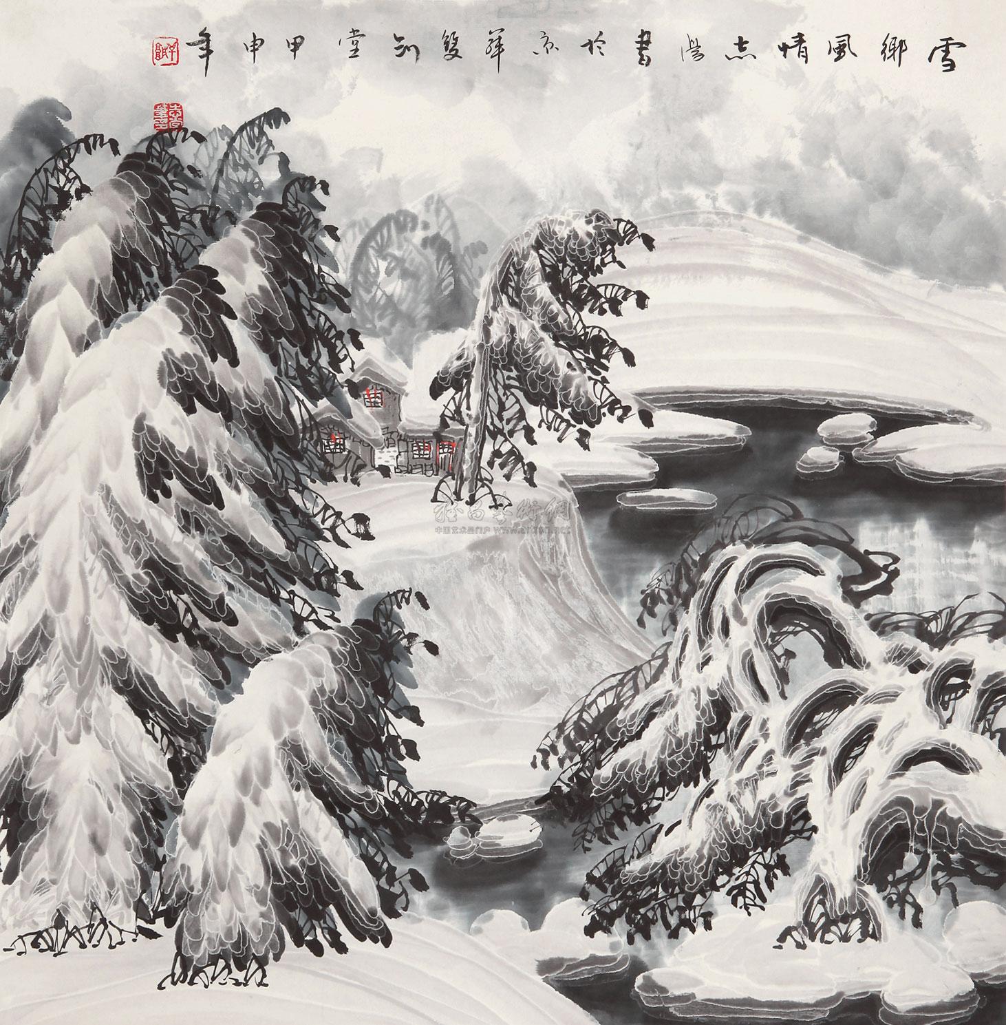 0764雪乡风情立轴纸本