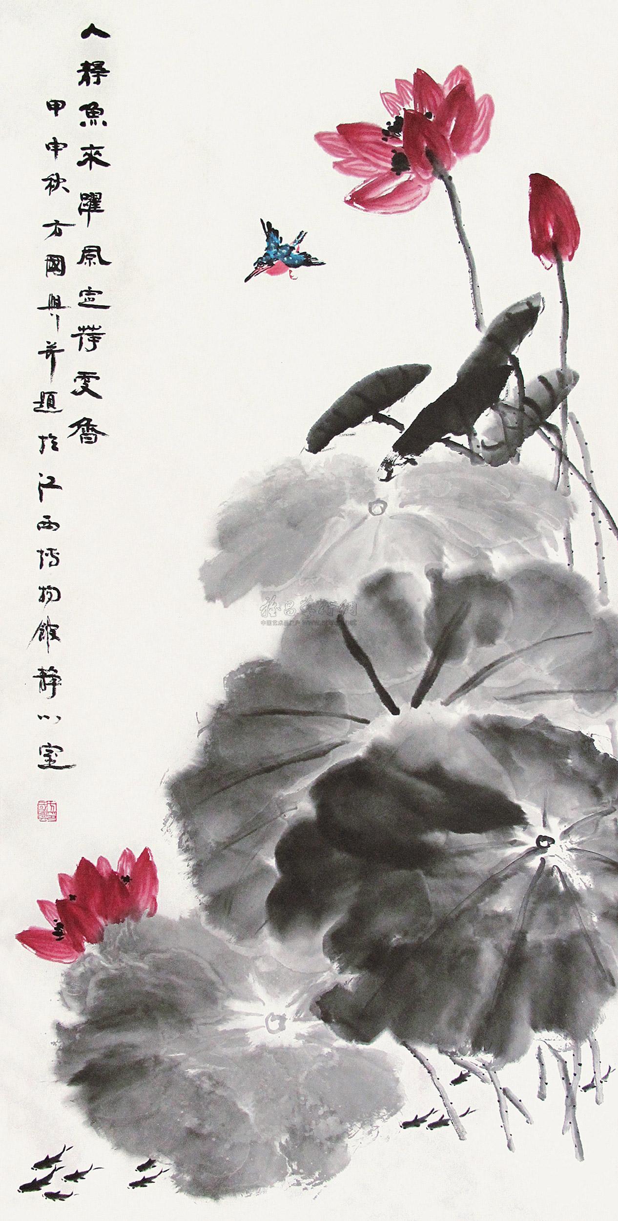 01382004年作荷塘清趣镜片设色纸本