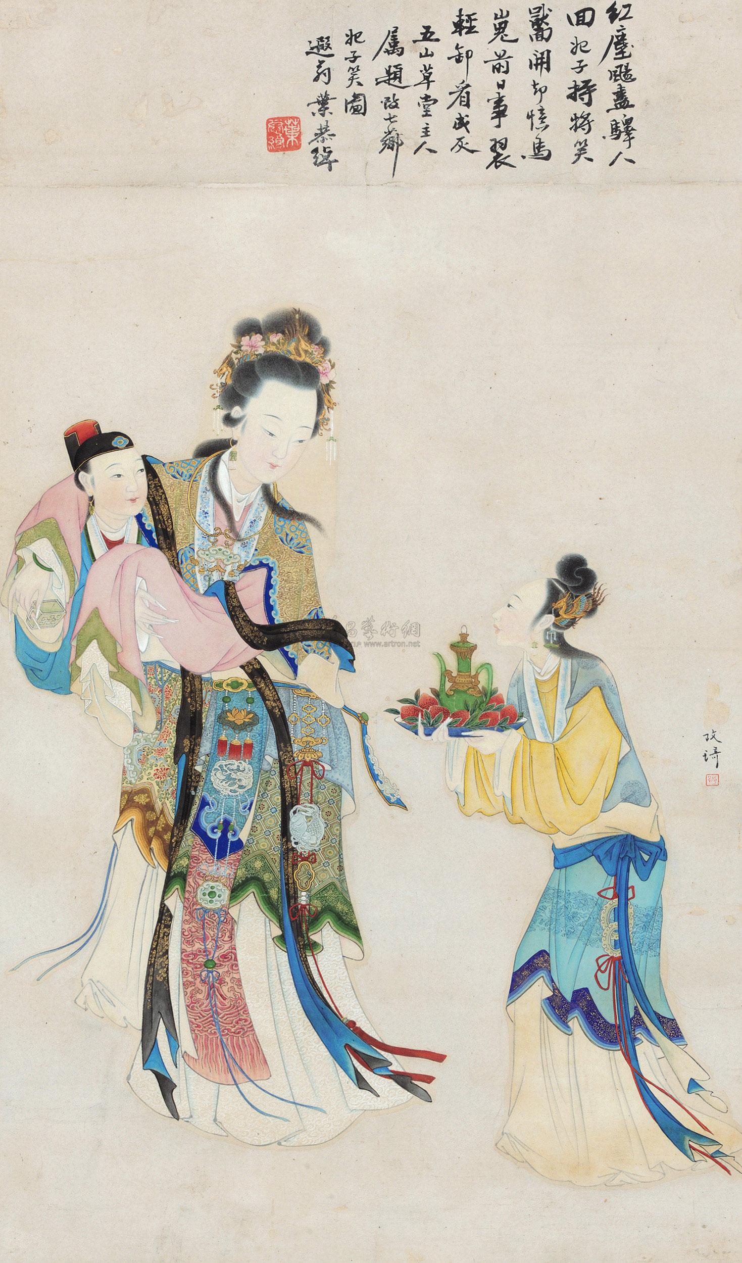 【妃子笑图 立轴 设色纸本】拍卖品_图片_价格_鉴赏_绘画_雅昌艺术品