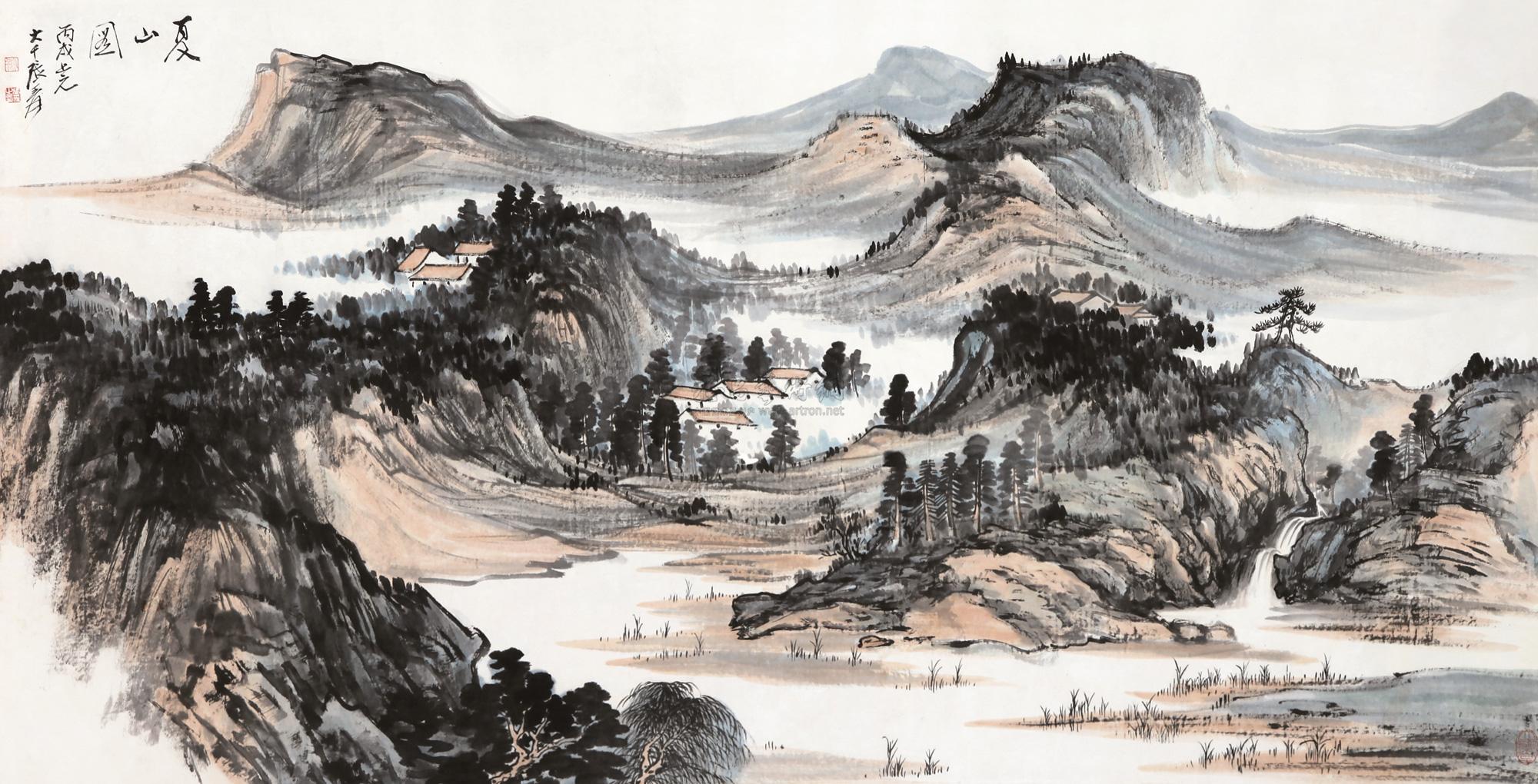 1047夏山图设色纸本