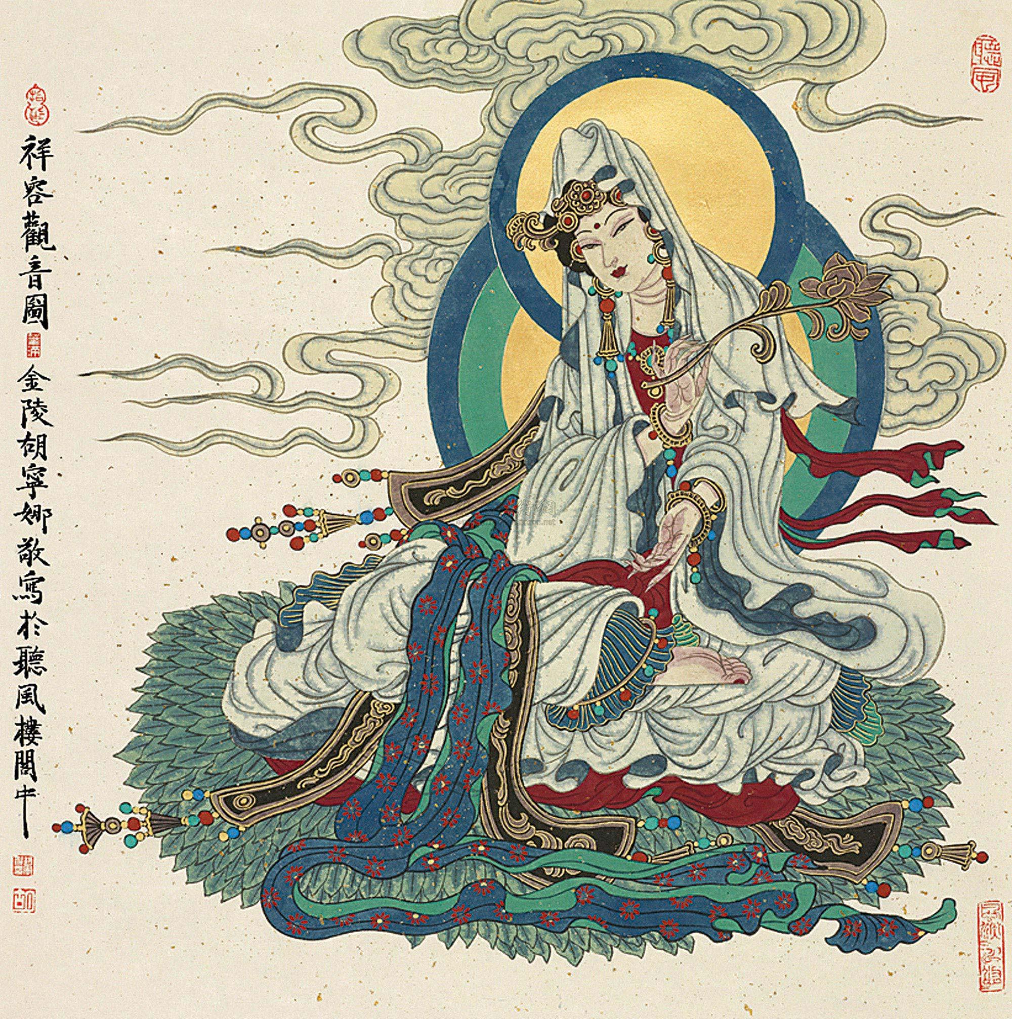 0482祥容观音图镜心设色纸本
