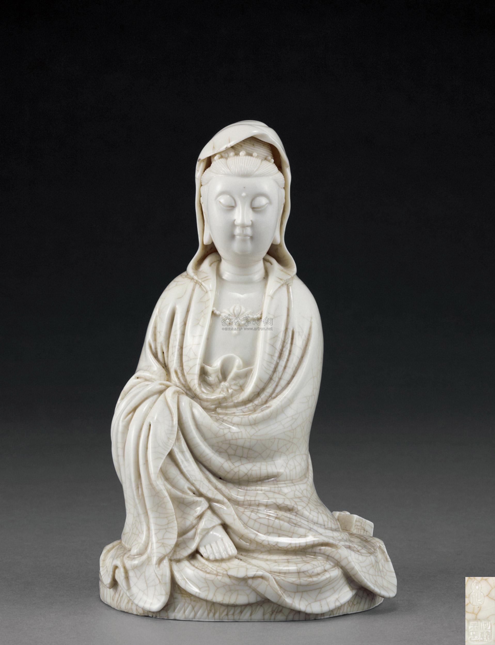 【清 德化窑观音像】拍卖品_图片_价格_鉴赏_清代单色釉瓷器_雅昌艺术