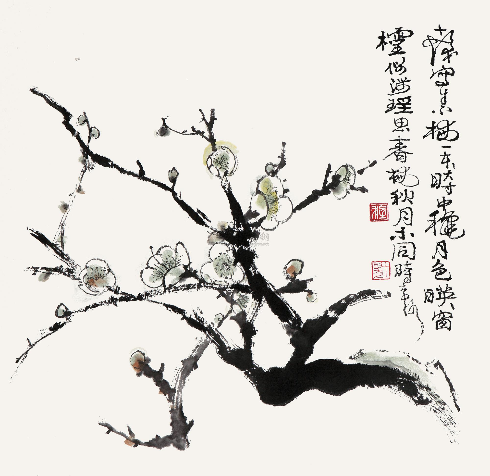 【绿梅 单片 设色纸本】拍卖品_图片_价格_鉴赏