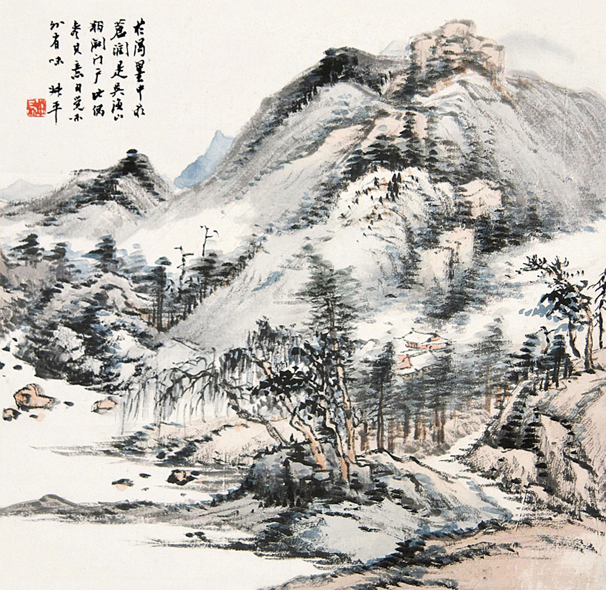 0264山水镜片纸本