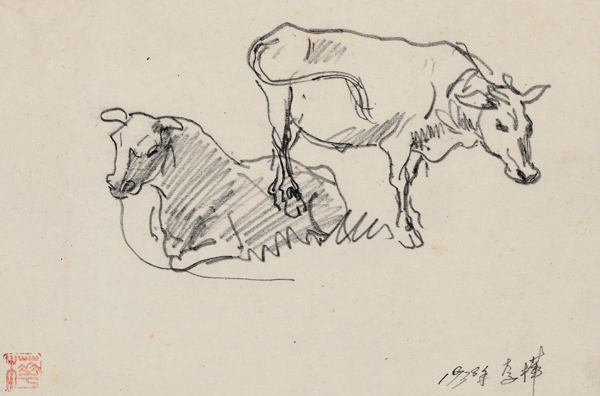 莫奈素描作品 牛图片