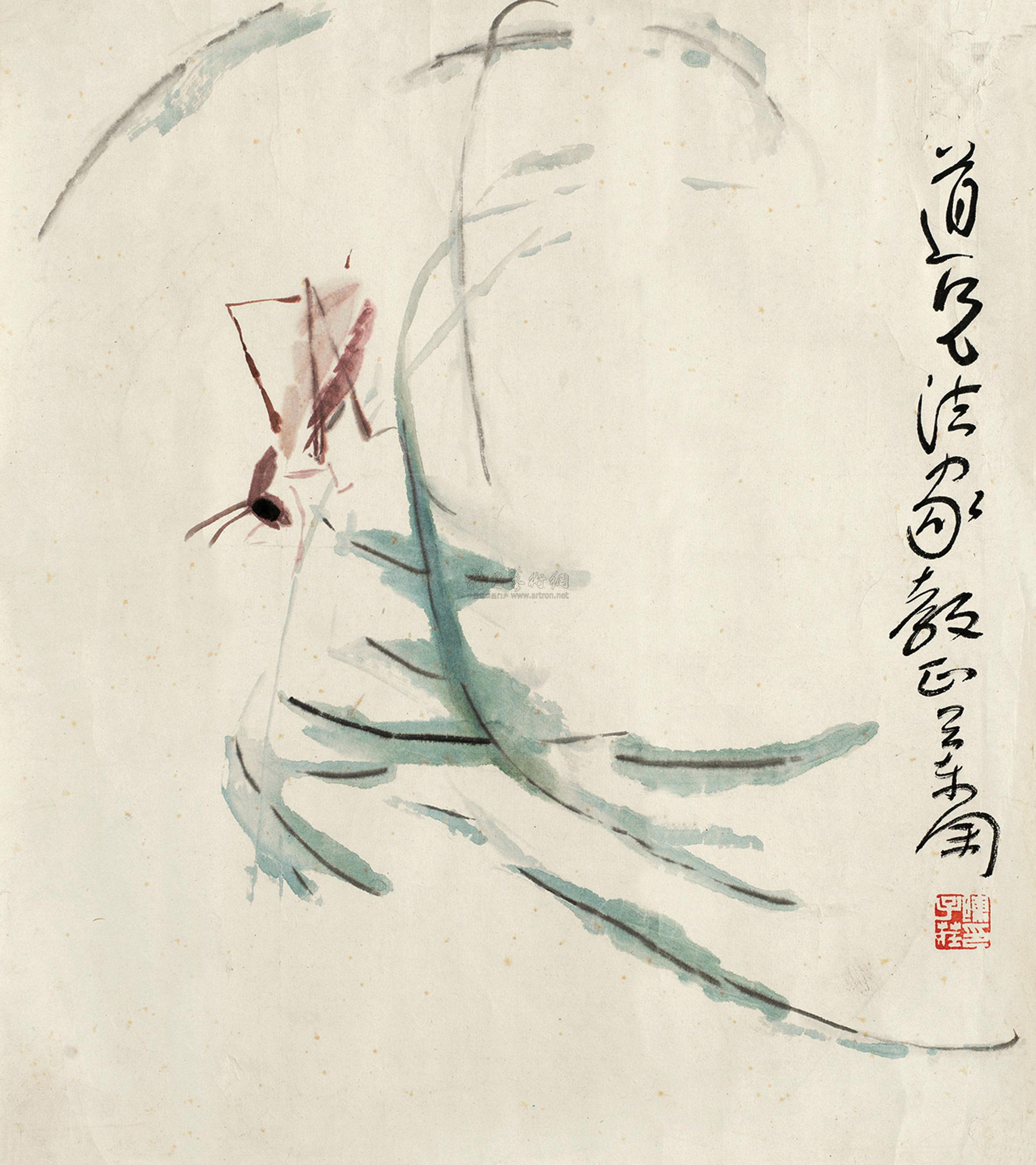 *1329 草虫 镜心 设色纸本