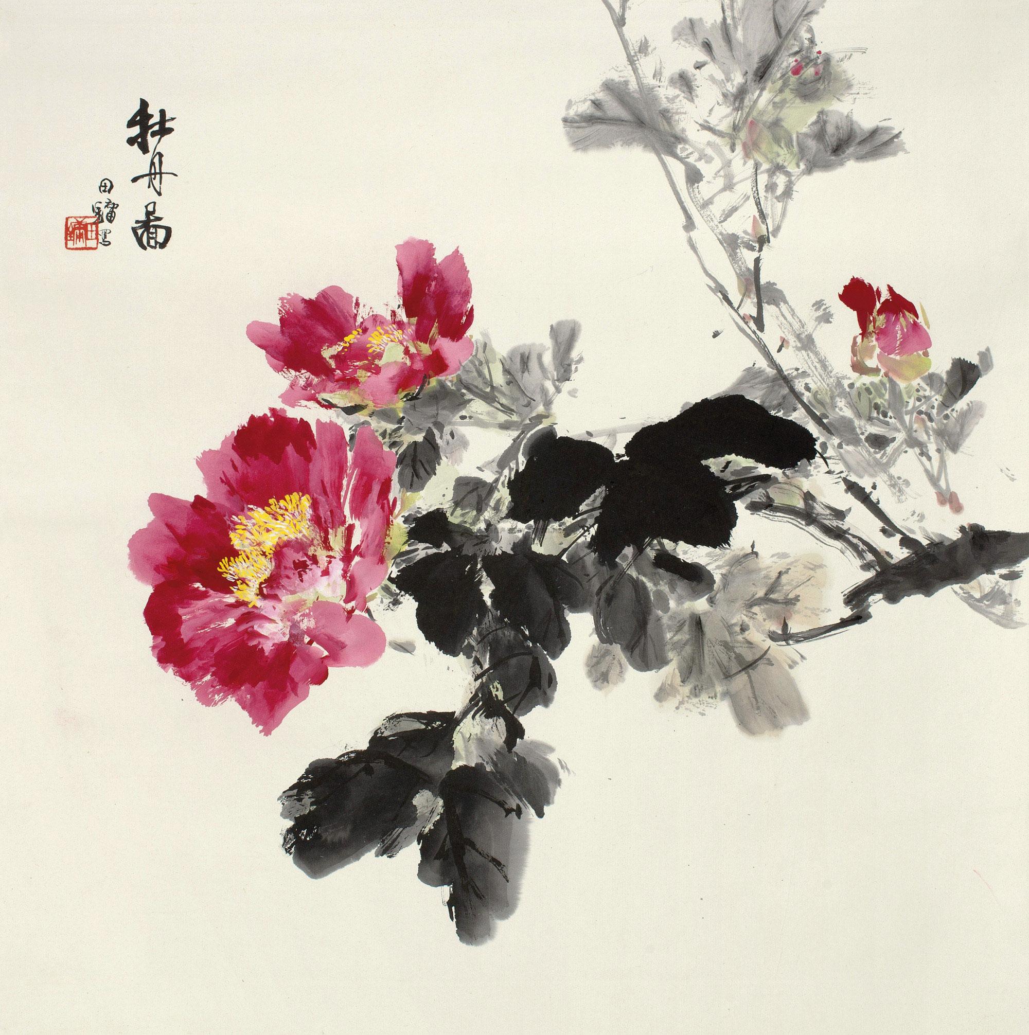 1814 牡丹图 立轴 纸本