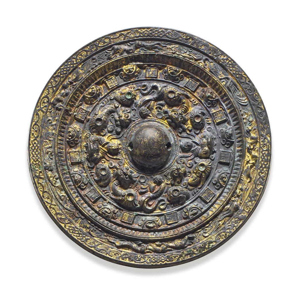 1427 东汉/三国 鎏金神人神兽纹铜镜