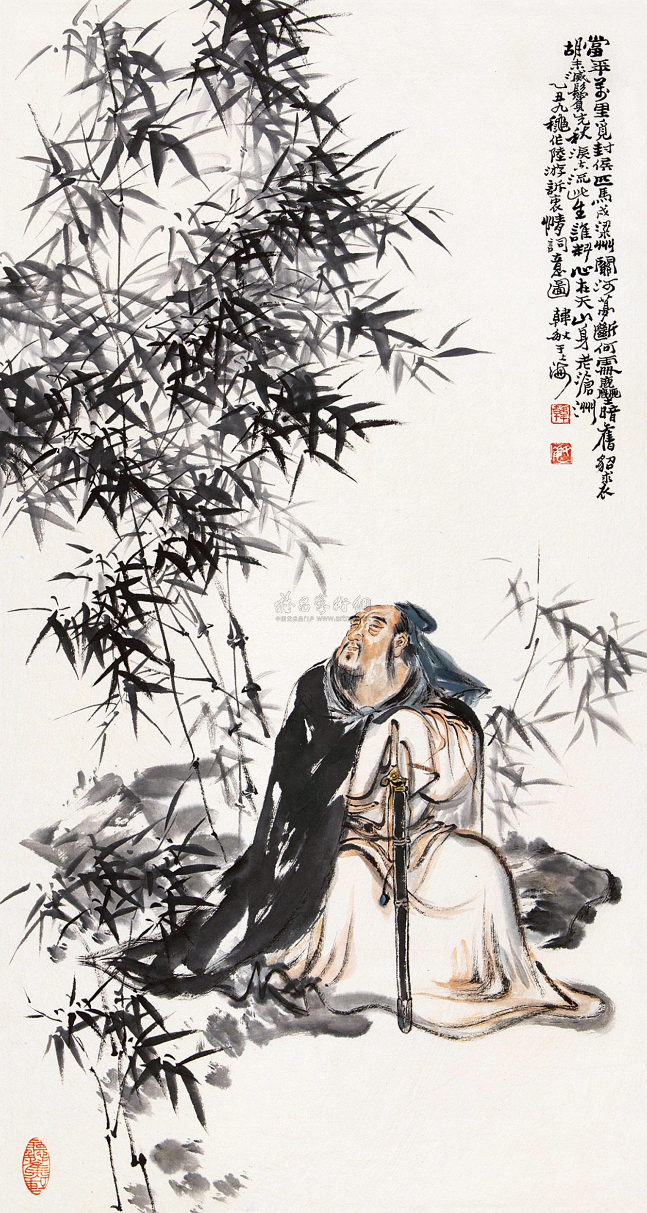 0037竹林高仕立轴纸本