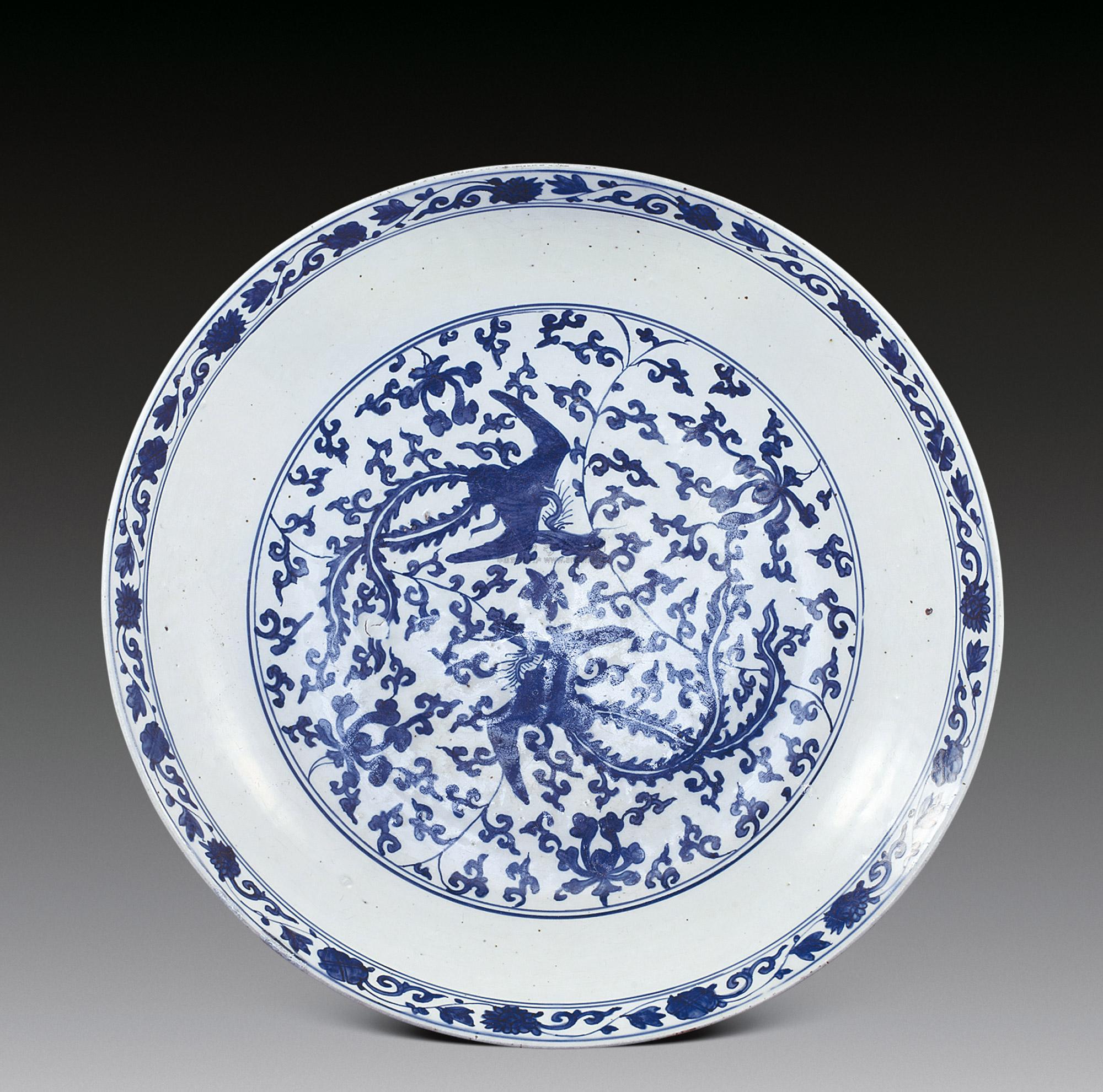 【清 青花凤纹大盘】拍卖品_图片_价格_鉴赏_清代青花瓷器_雅昌艺术品