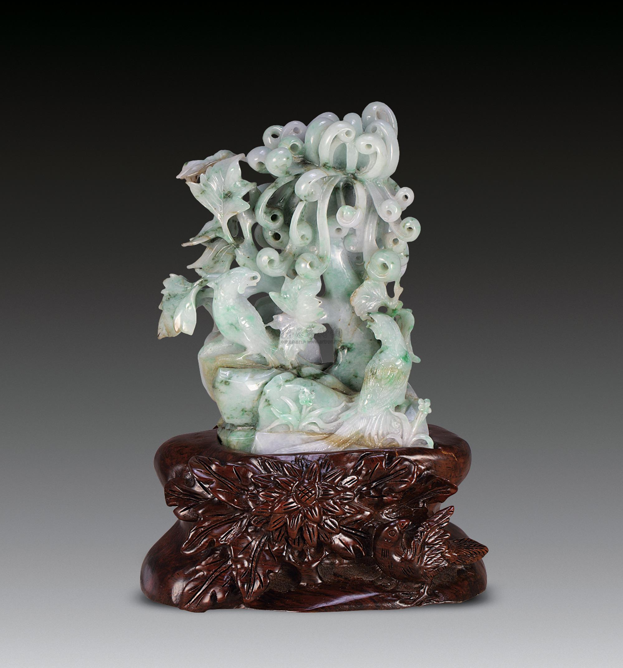 2250民国翡翠花鸟摆件