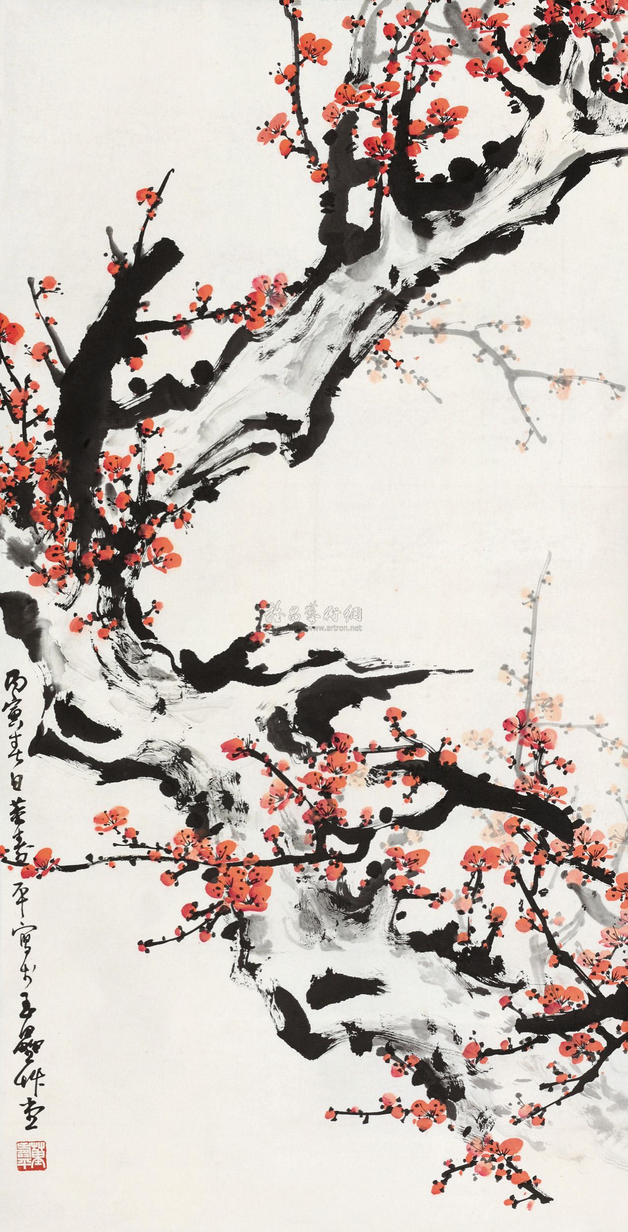 【红梅 立轴 设色纸本】拍卖品_图片_价格_鉴赏_绘画_雅昌艺术品拍卖