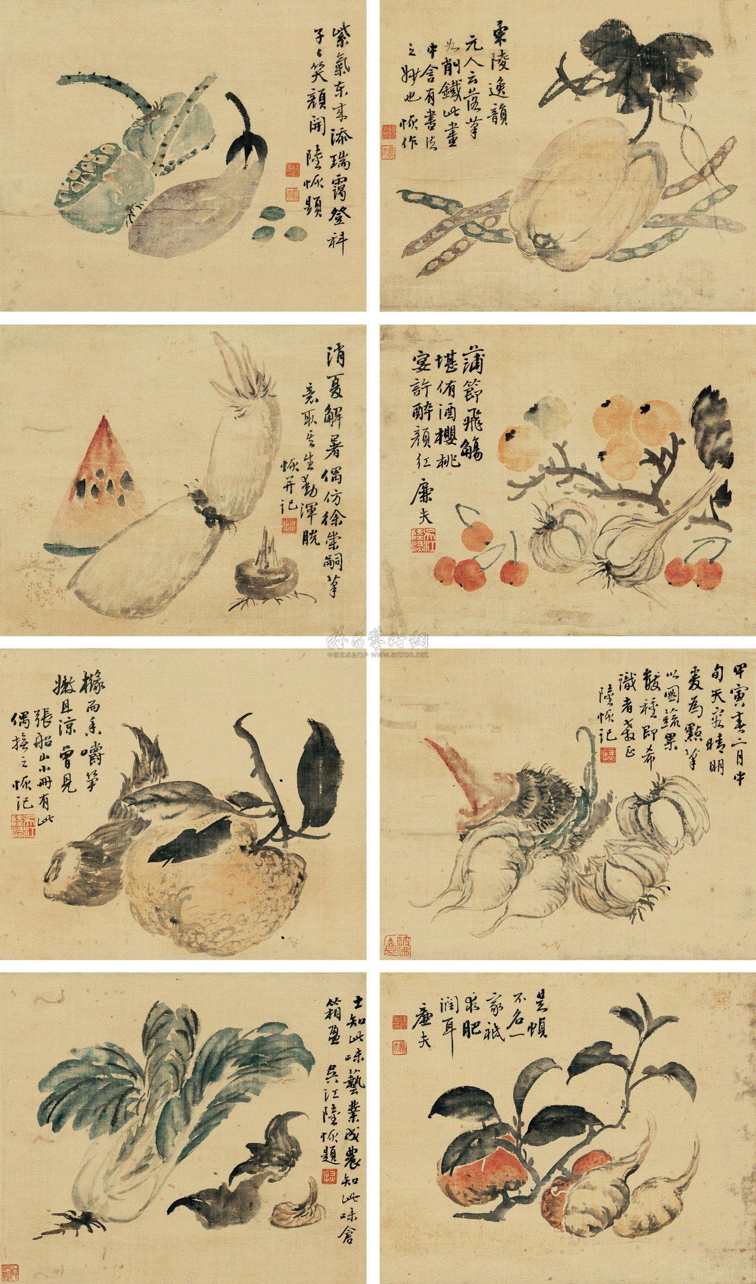 4246蔬果立轴八开纸本